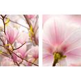 creativ home wanddecoratie magnolia's set van 2 (set) roze