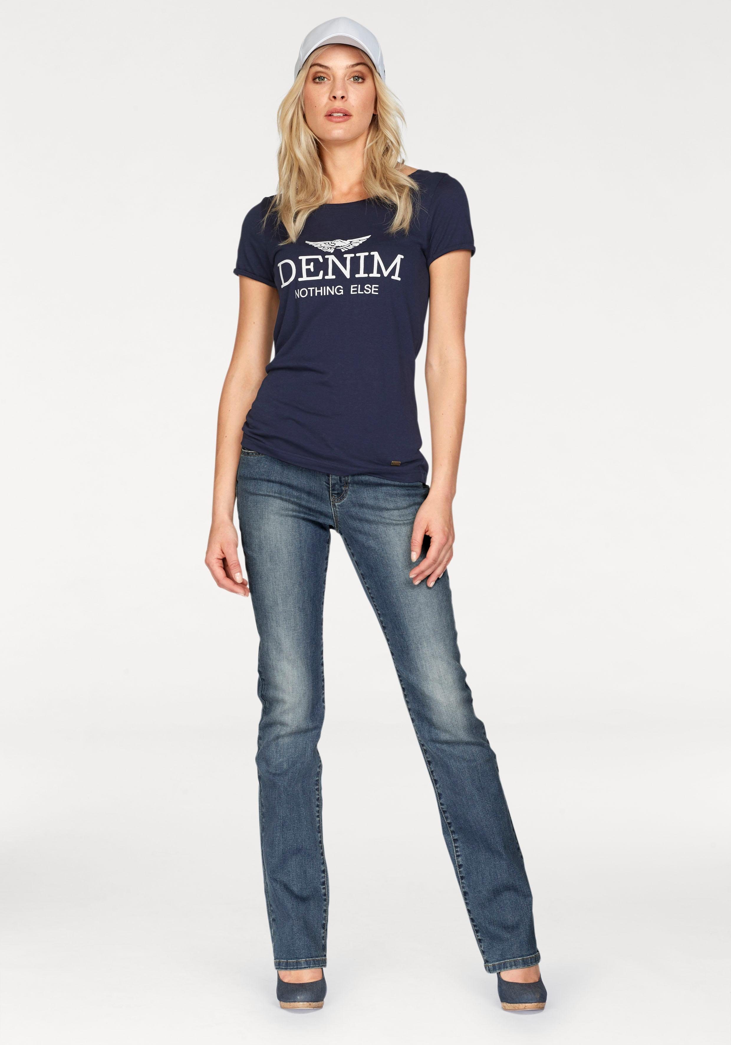 Arizona Rechte jeans Curve-Collection hoge taille, rinsed-wassing, cleaner look