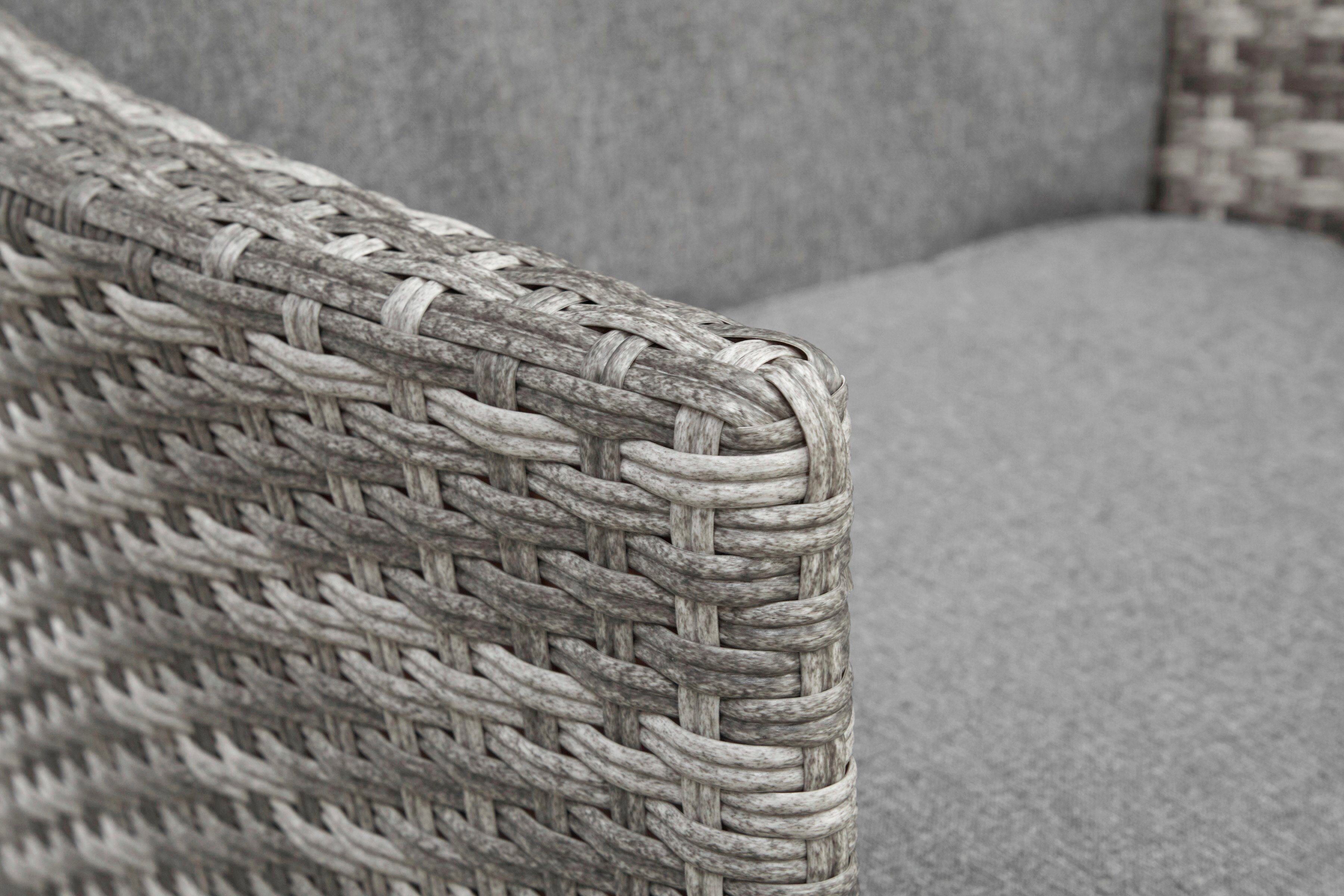 KONIFERA Tuin-eethoek Balkonset "Belluno" Polyrattan, stoelen zijn traploos verstelbaar, grijs, staal (set, 5-delig)