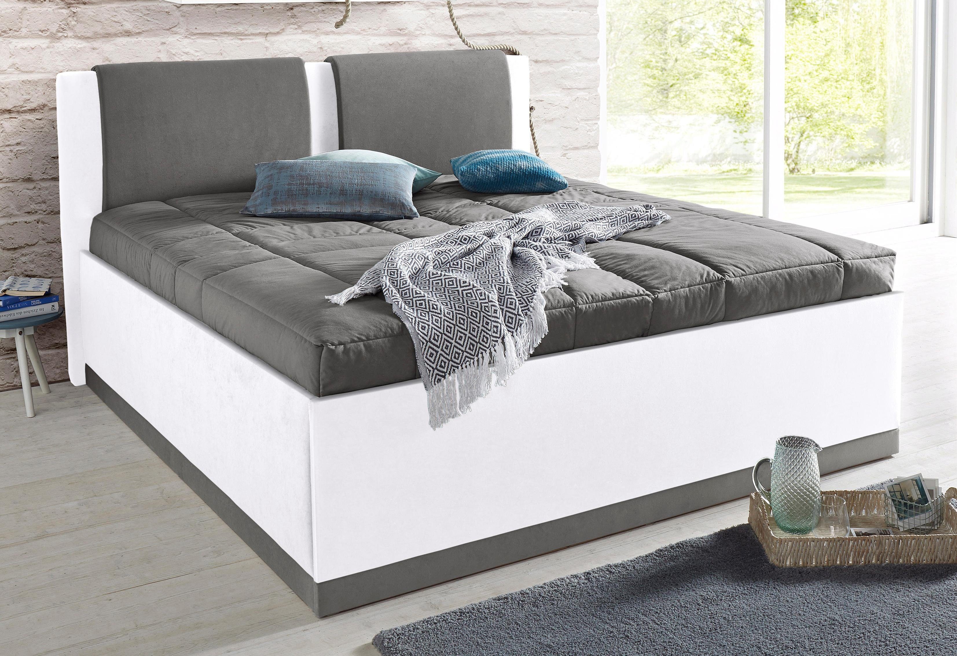 Westfalia Polsterbetten Gestoffeerd bed met bedkist en sprei bedden grijs