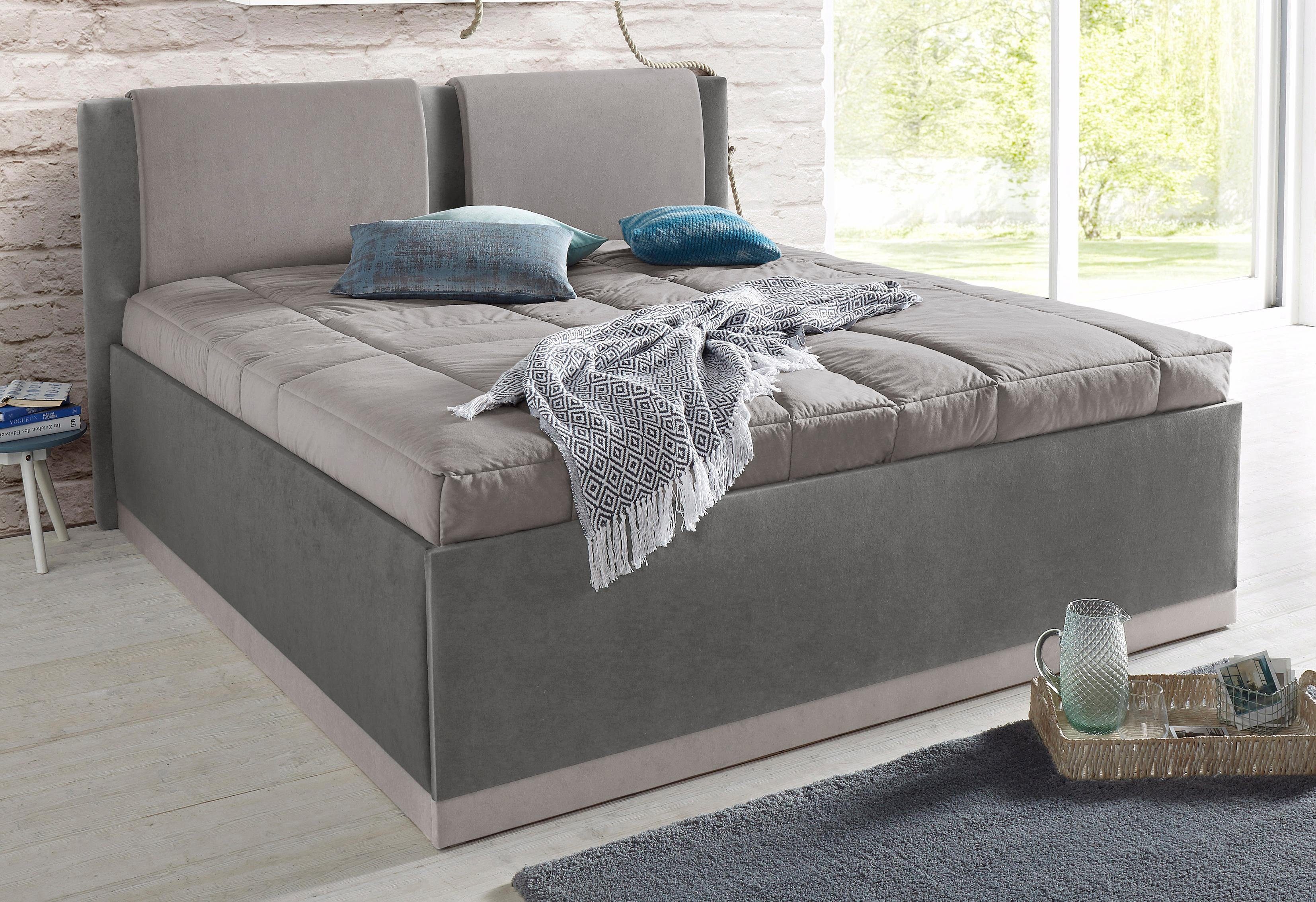 Westfalia Polsterbetten Gestoffeerd bed met bedkist en sprei bedden grijs