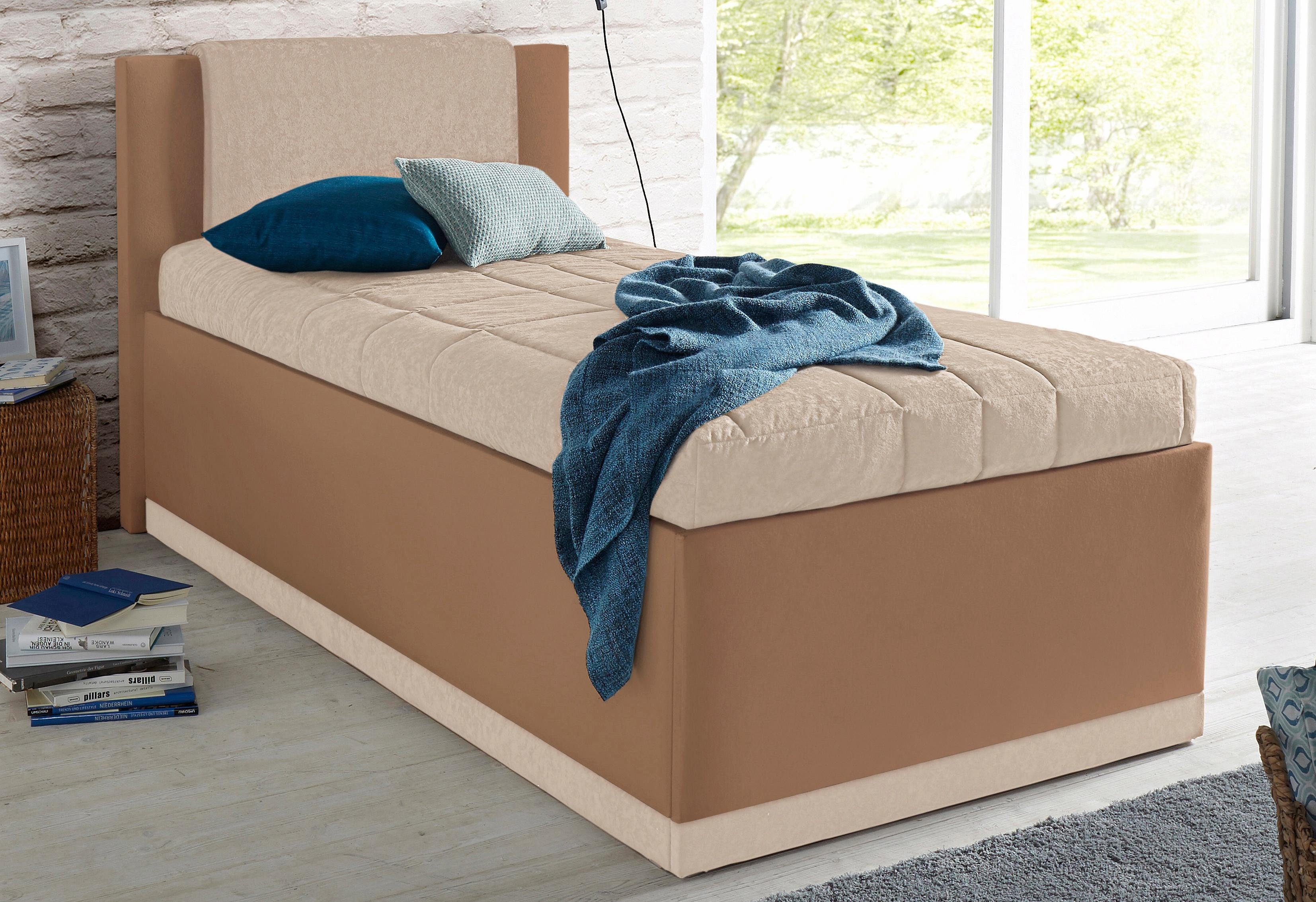 Westfalia Polsterbetten Gestoffeerd bed met bedkist en sprei bedden bruin