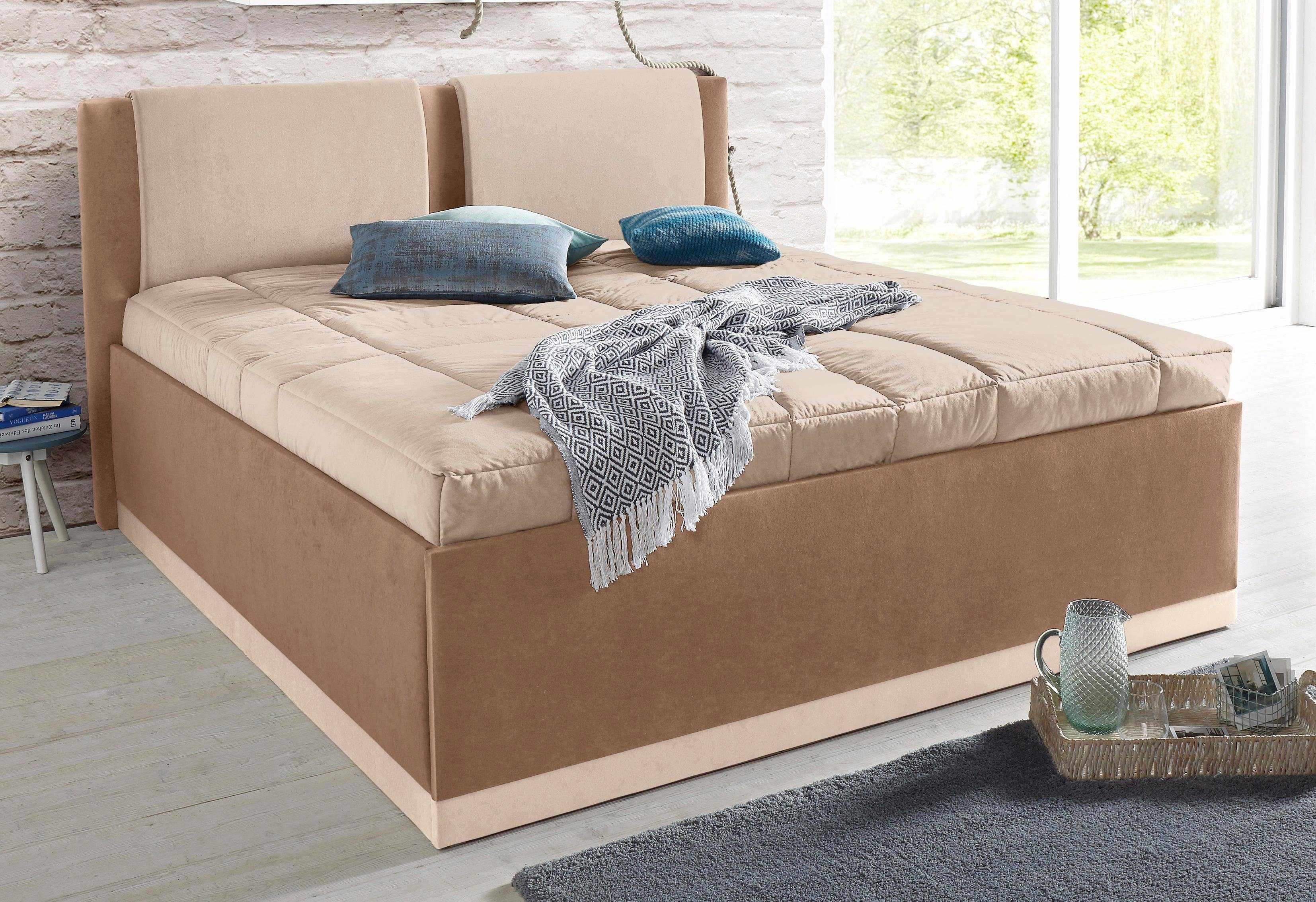 Westfalia Polsterbetten Gestoffeerd bed met bedkist en sprei bedden bruin