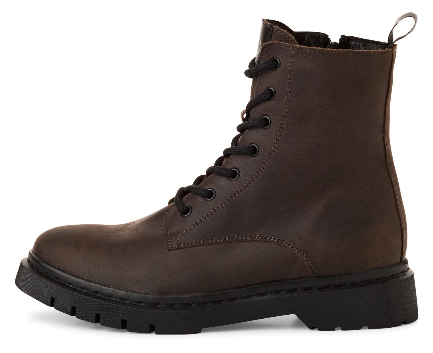 Tamaris Winterlaarzen blokhak, veterschoenen, winter enkellaars, t-logo op de tong