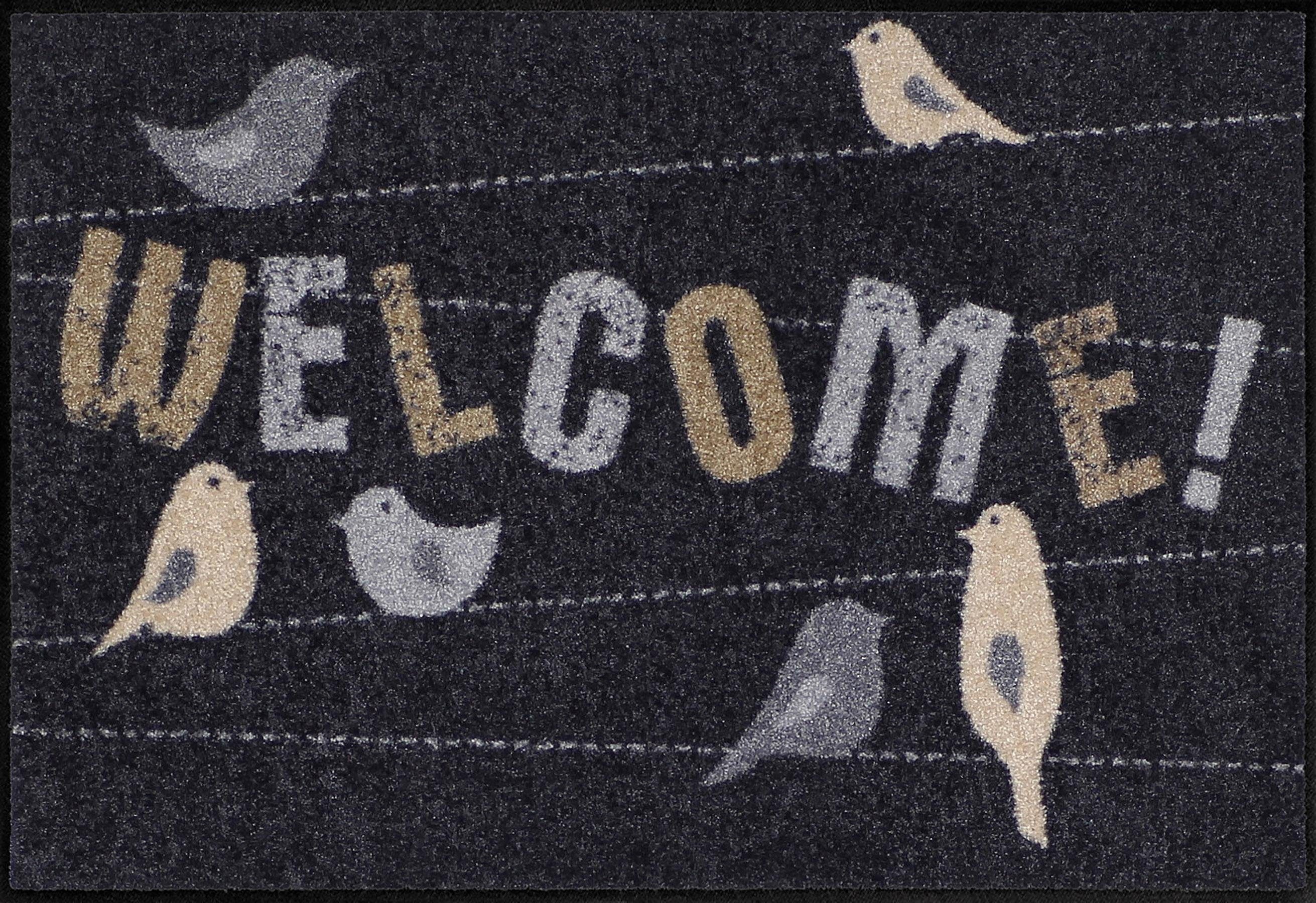 Otto - Salonloewe Mat, Welcome Birds, Salonloewe, rechthoekig, hoogte 6 mm, print