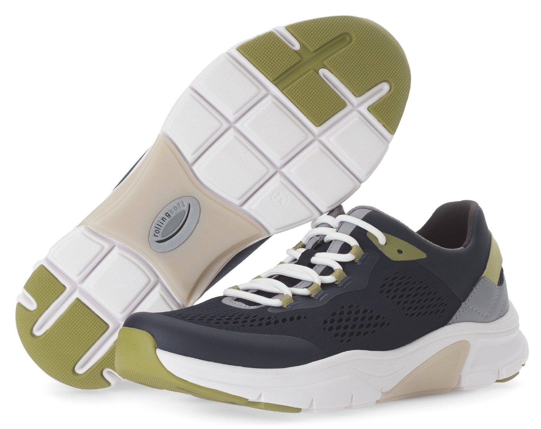 Gabor Rollingsoft Sneakers met sleehak , vrijetijdsschoen, lage schoen, veterschoen met contrastafwerkingen, breedte g