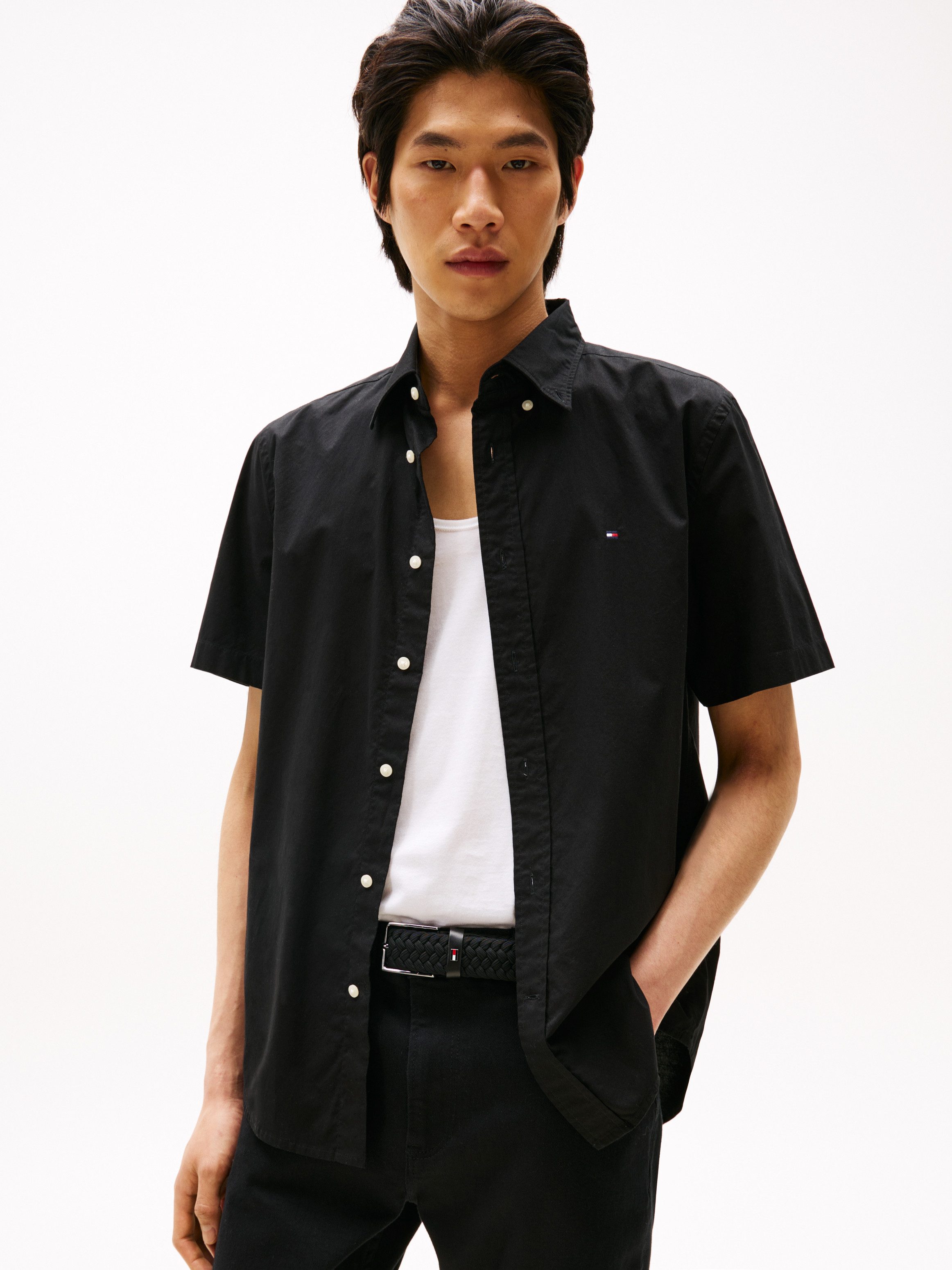 Tommy Hilfiger Overhemd met korte mouwen FLEX POPLIN SOLID S/S SHIRT