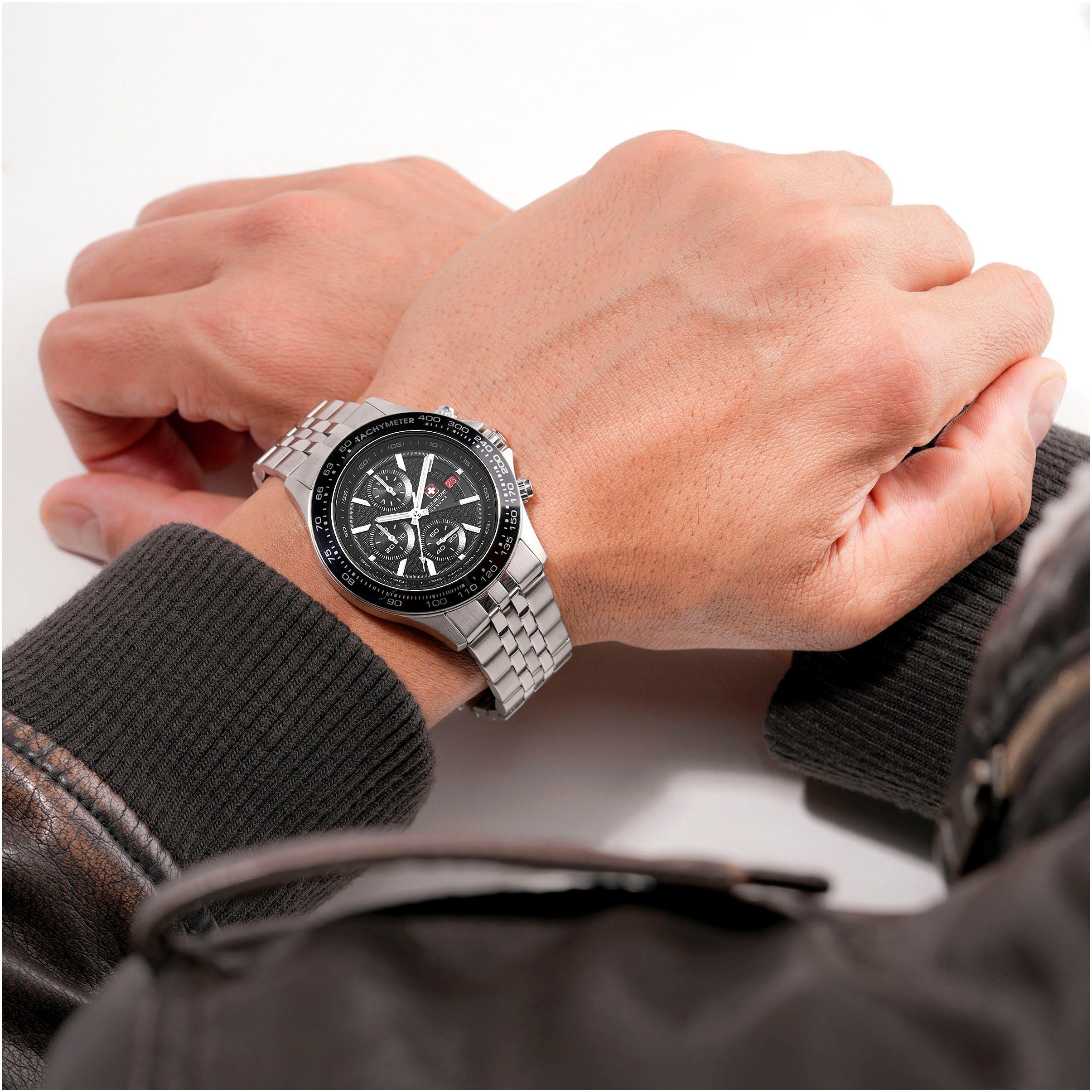 Swiss Military Hanowa Chronograaf WATCHMAN Quartzhorloge, herenhorloge, datum, stopwatchfunctie, saffierglas, Swiss Made