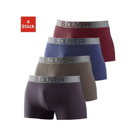 s.Oliver RED LABEL Bodywear boxershort (set van 4), met contrastkleurige weefband