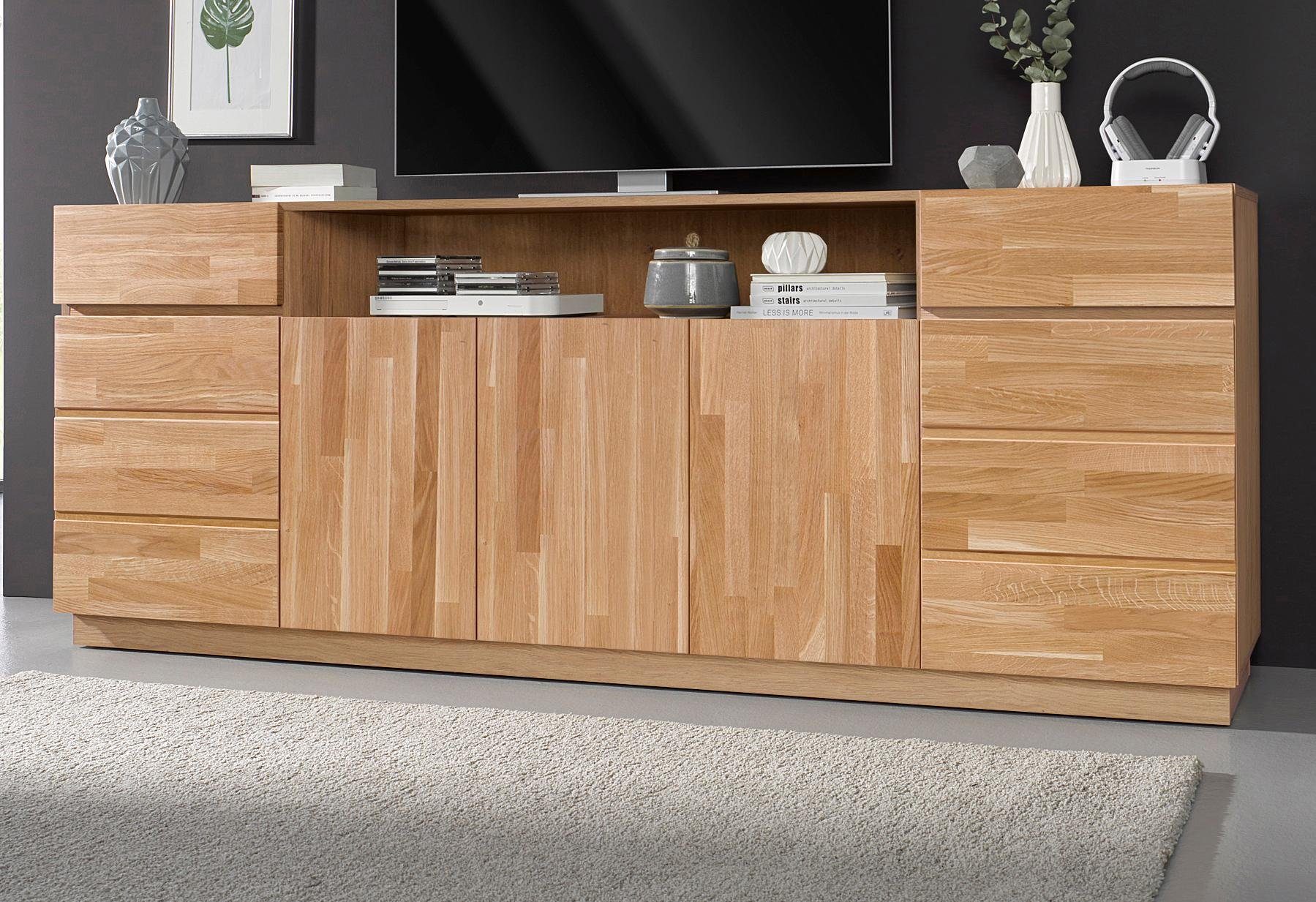 Home affaire Dressoir Commode, breedte 220 cm, deels massief, FSC-gecertificeerd dressoirs bruin
