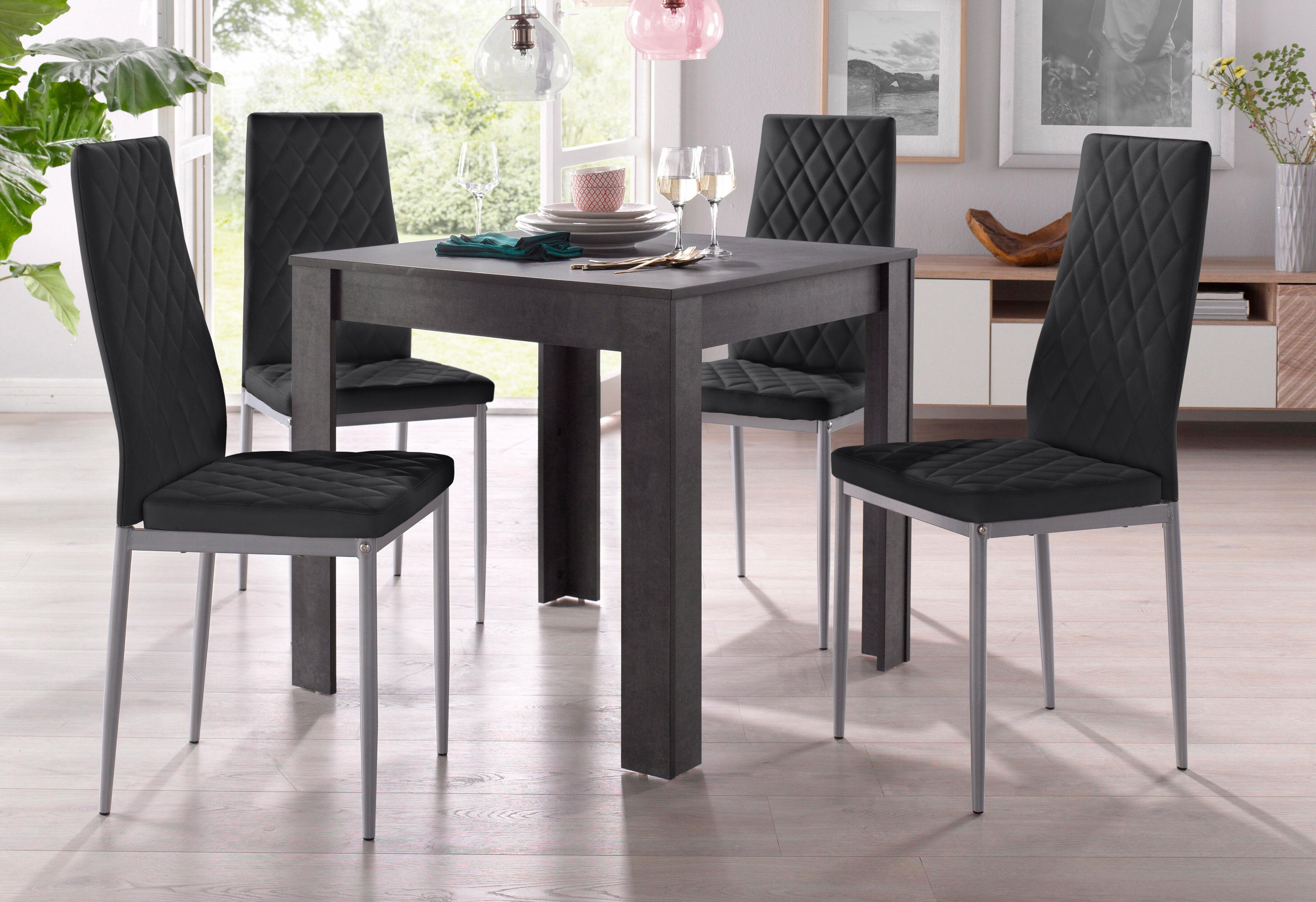 INOSIGN Eethoek Lynn + Brooke met tafel in leisteenkleur, breedte 80 cm (set, 5 stuks)