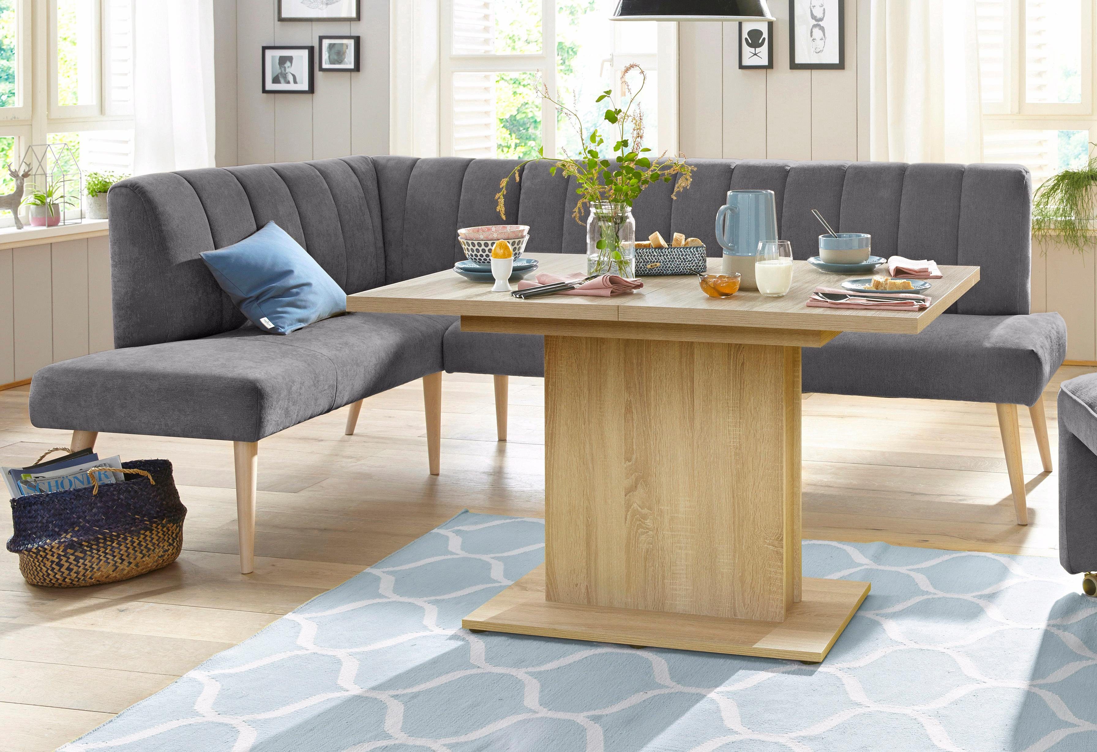 exxpo - sofa fashion Hoekbank Costa, moderne rugstikking, comfortabel en elegant, hoge houten voet