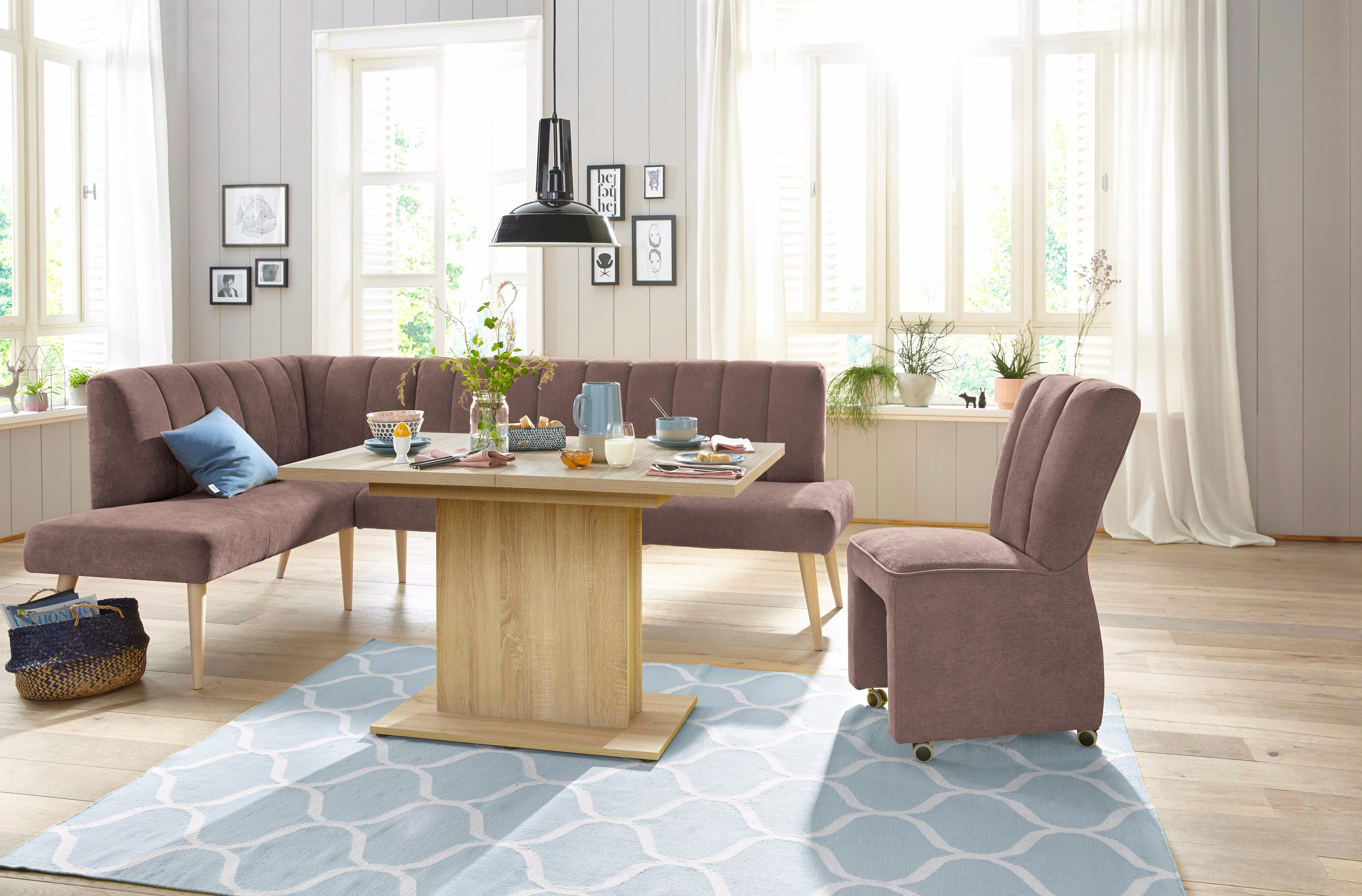 exxpo - sofa fashion Hoekbank Costa, moderne rugstikking, comfortabel en elegant, hoge houten voet