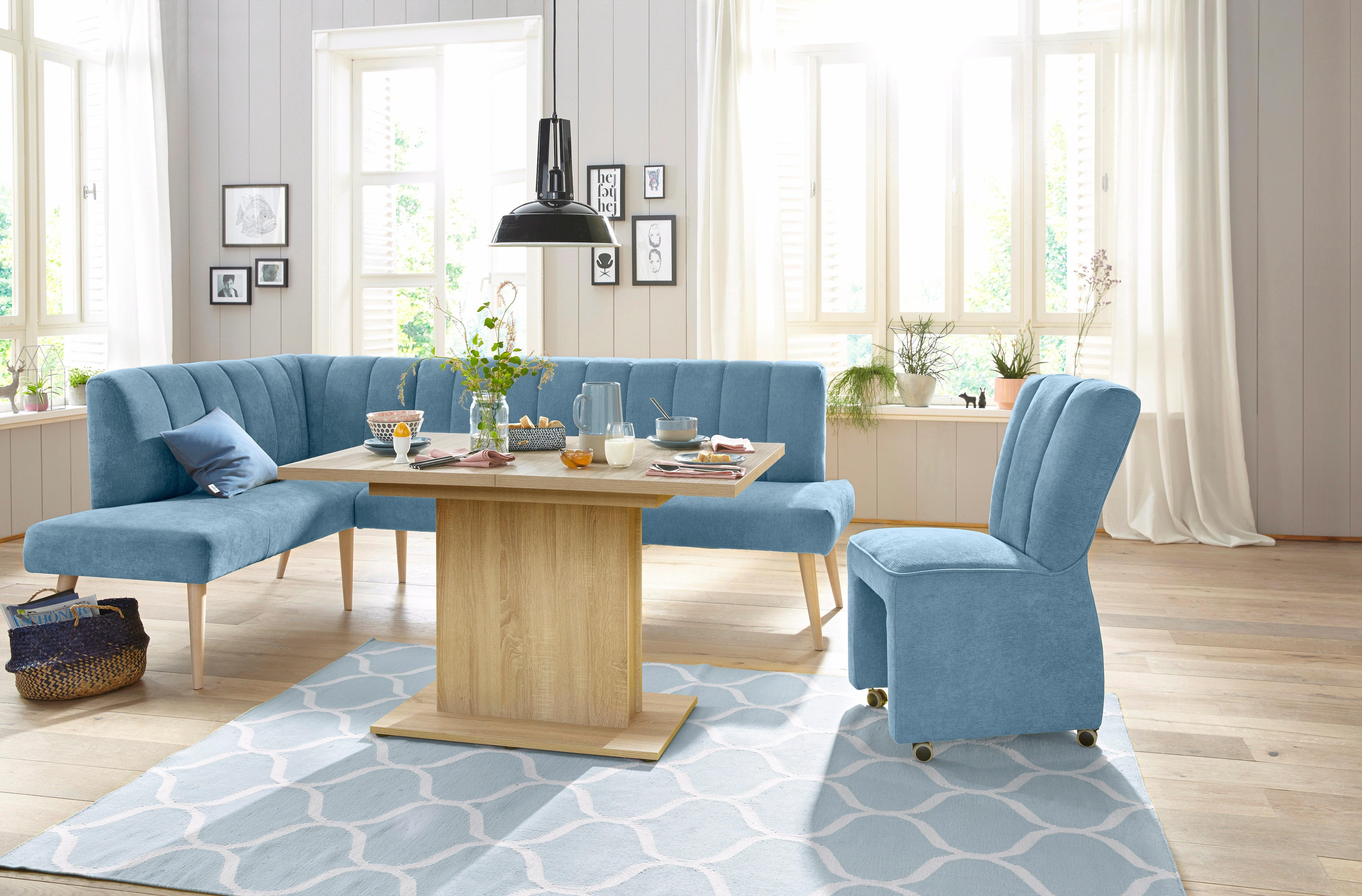 exxpo - sofa fashion Hoekbank Costa, moderne rugstikking, comfortabel en elegant, hoge houten voet
