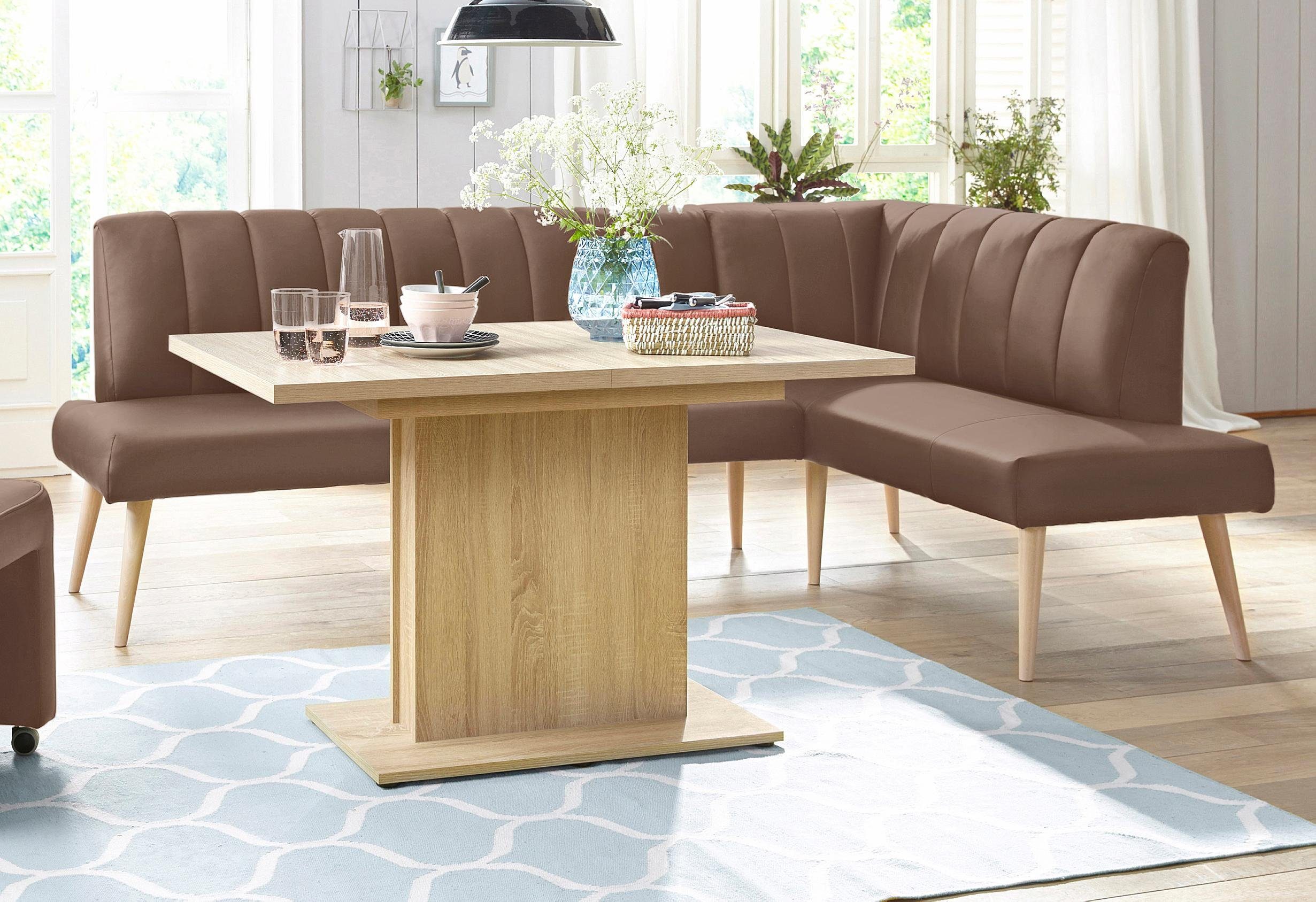exxpo - sofa fashion Hoekbank Costa, moderne rugstikking, comfortabel en elegant, hoge houten voet