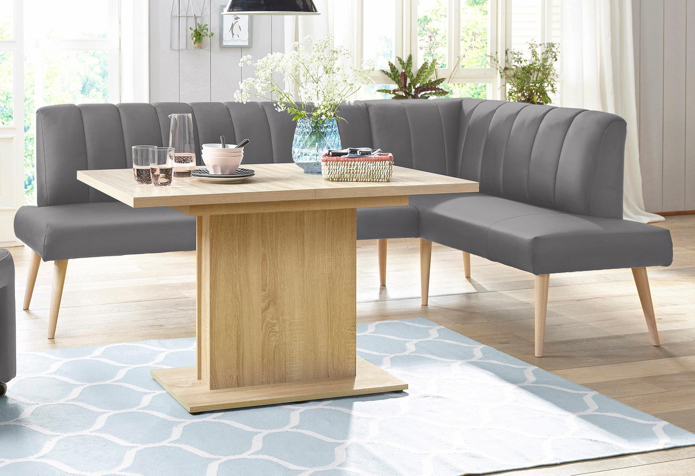 exxpo - sofa fashion Hoekbank Costa, moderne rugstikking, comfortabel en elegant, hoge houten voet