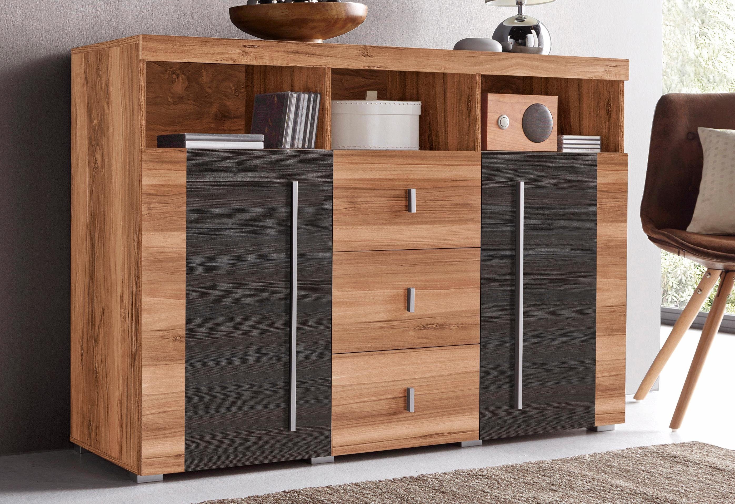 INOSIGN Dressoir Roger, breedte 132cm, stijlvolle kast, 2 houten deuren 3 laden