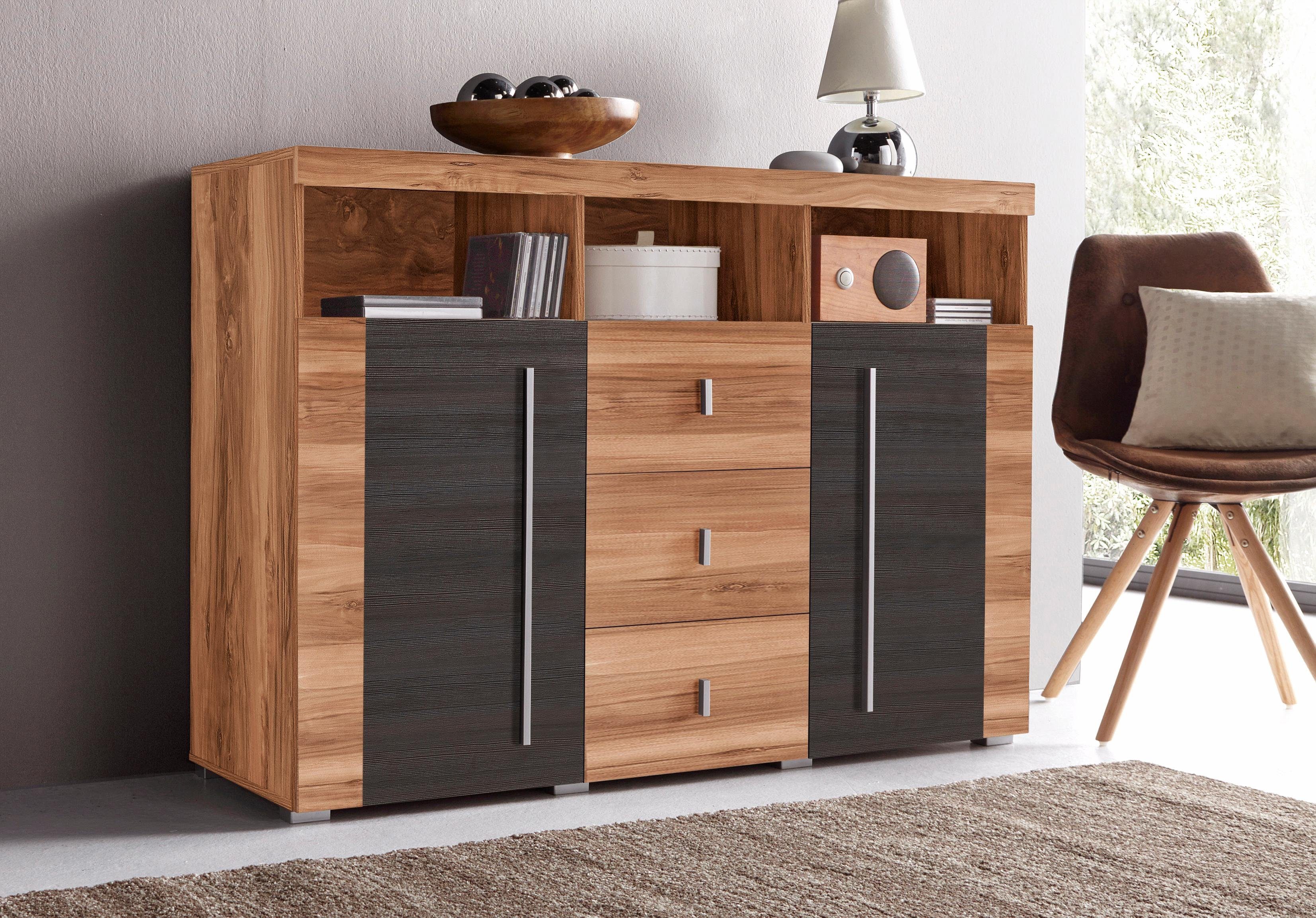 INOSIGN Dressoir Roger, breedte 132cm, stijlvolle kast, 2 houten deuren 3 laden