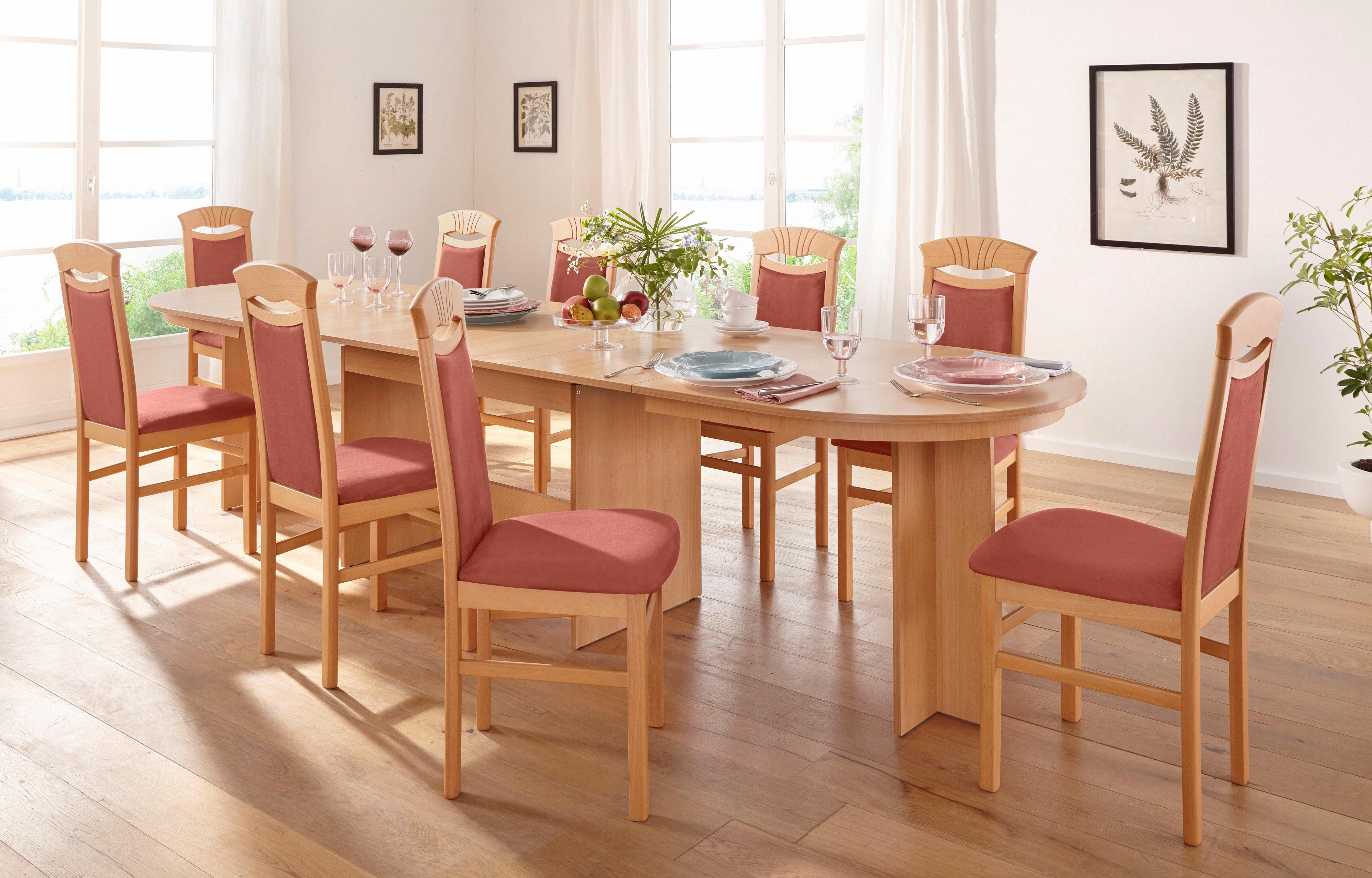 Home affaire Eetkamerstoel Franz slijtvast microvezel, onderstel beuken naturel of wit, houten stoel (set, 2 stuks)