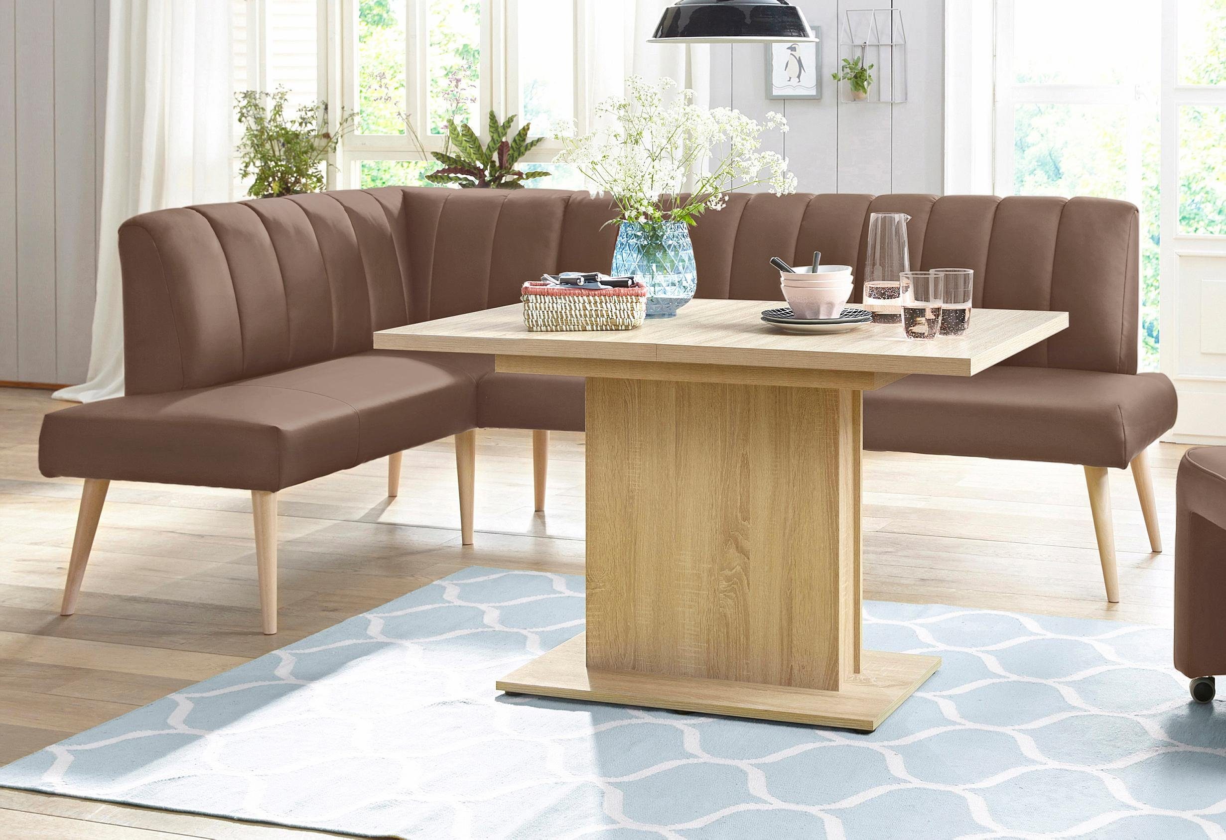 exxpo - sofa fashion Hoekbank Costa, moderne rugstikking, comfortabel en elegant, hoge houten voet