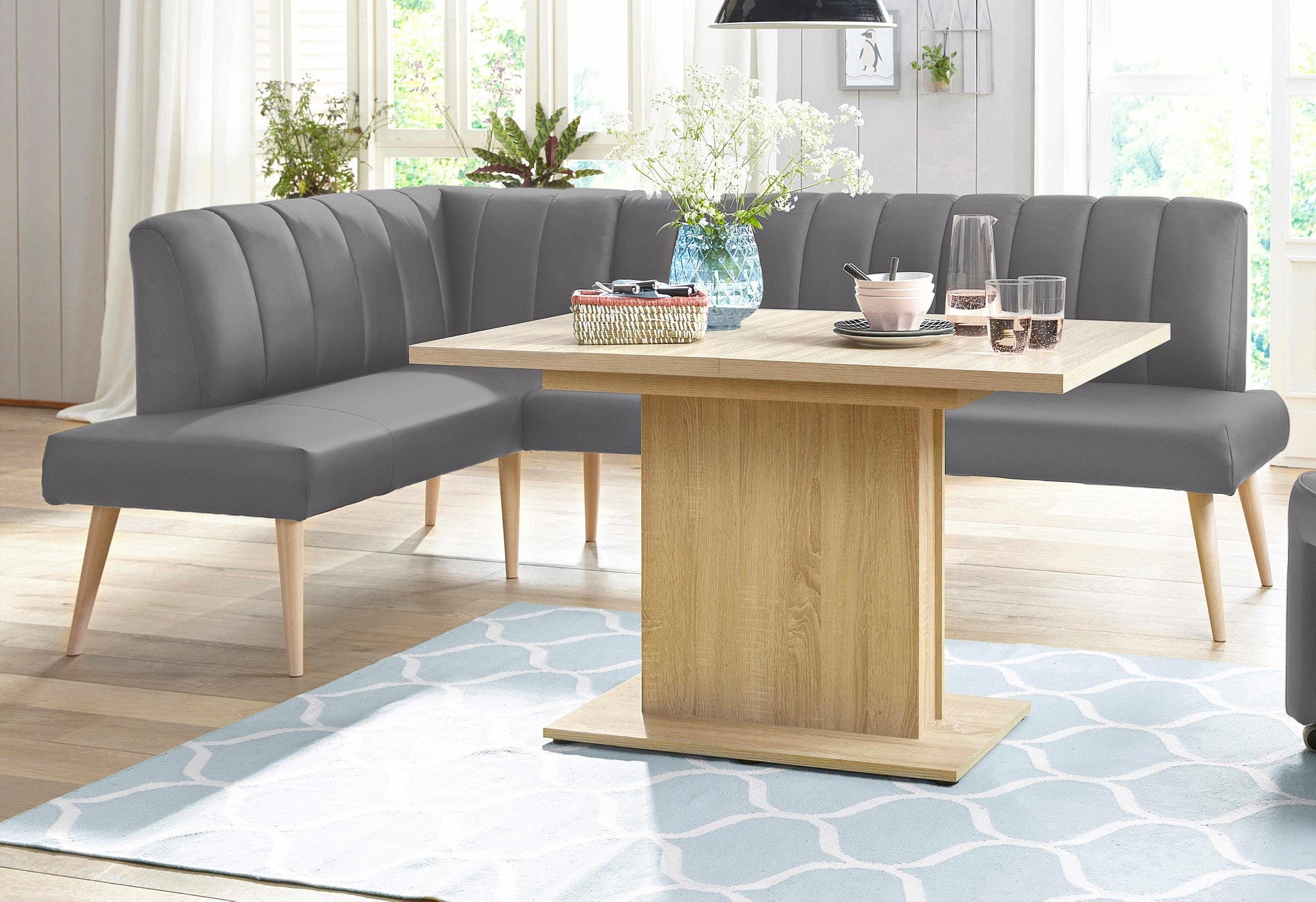 exxpo - sofa fashion Hoekbank Costa, moderne rugstikking, comfortabel en elegant, hoge houten voet