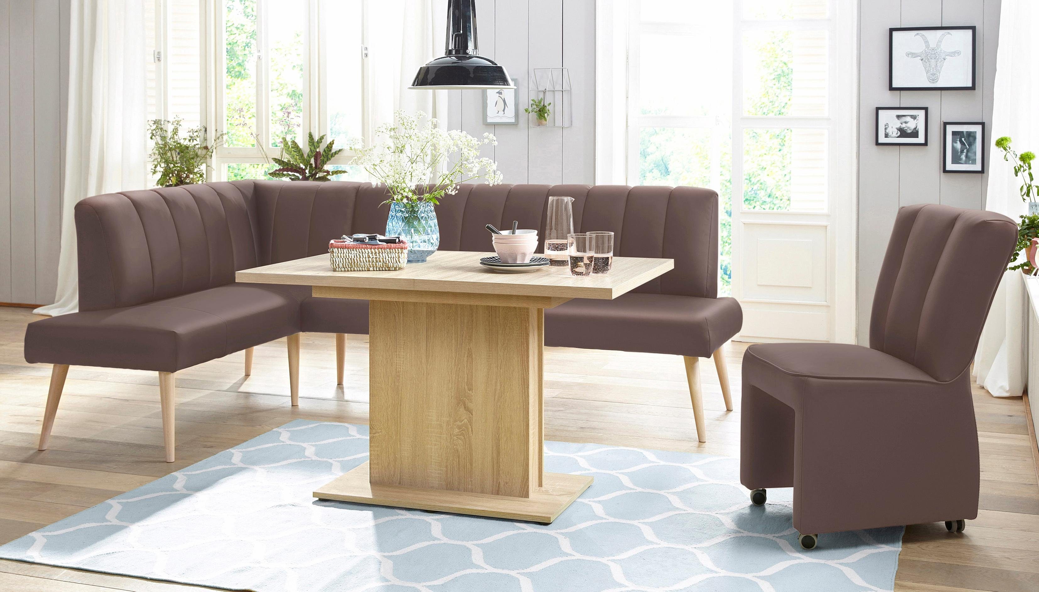 exxpo - sofa fashion Hoekbank Costa, moderne rugstikking, comfortabel en elegant, hoge houten voet