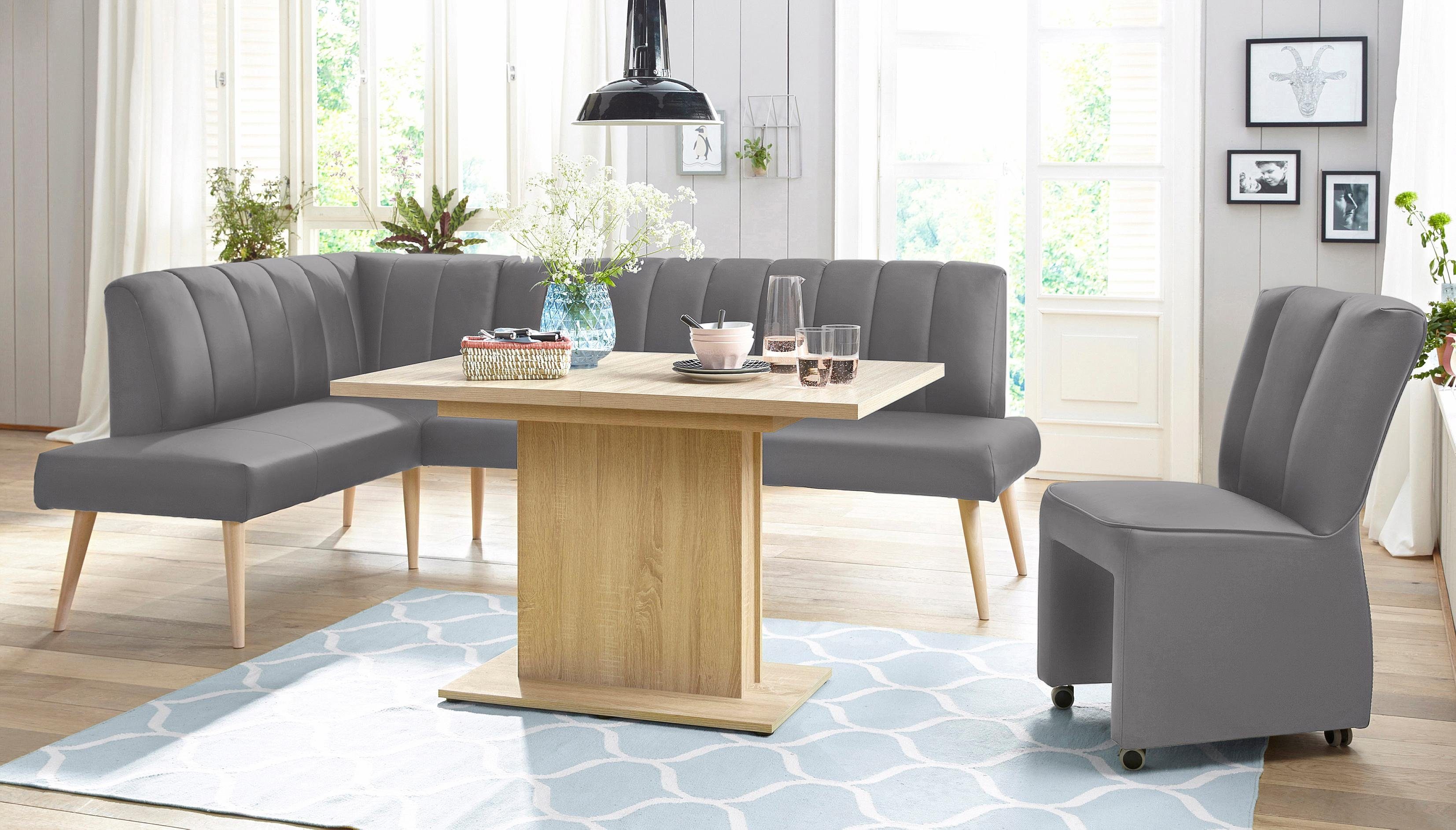 exxpo - sofa fashion Hoekbank Costa, moderne rugstikking, comfortabel en elegant, hoge houten voet