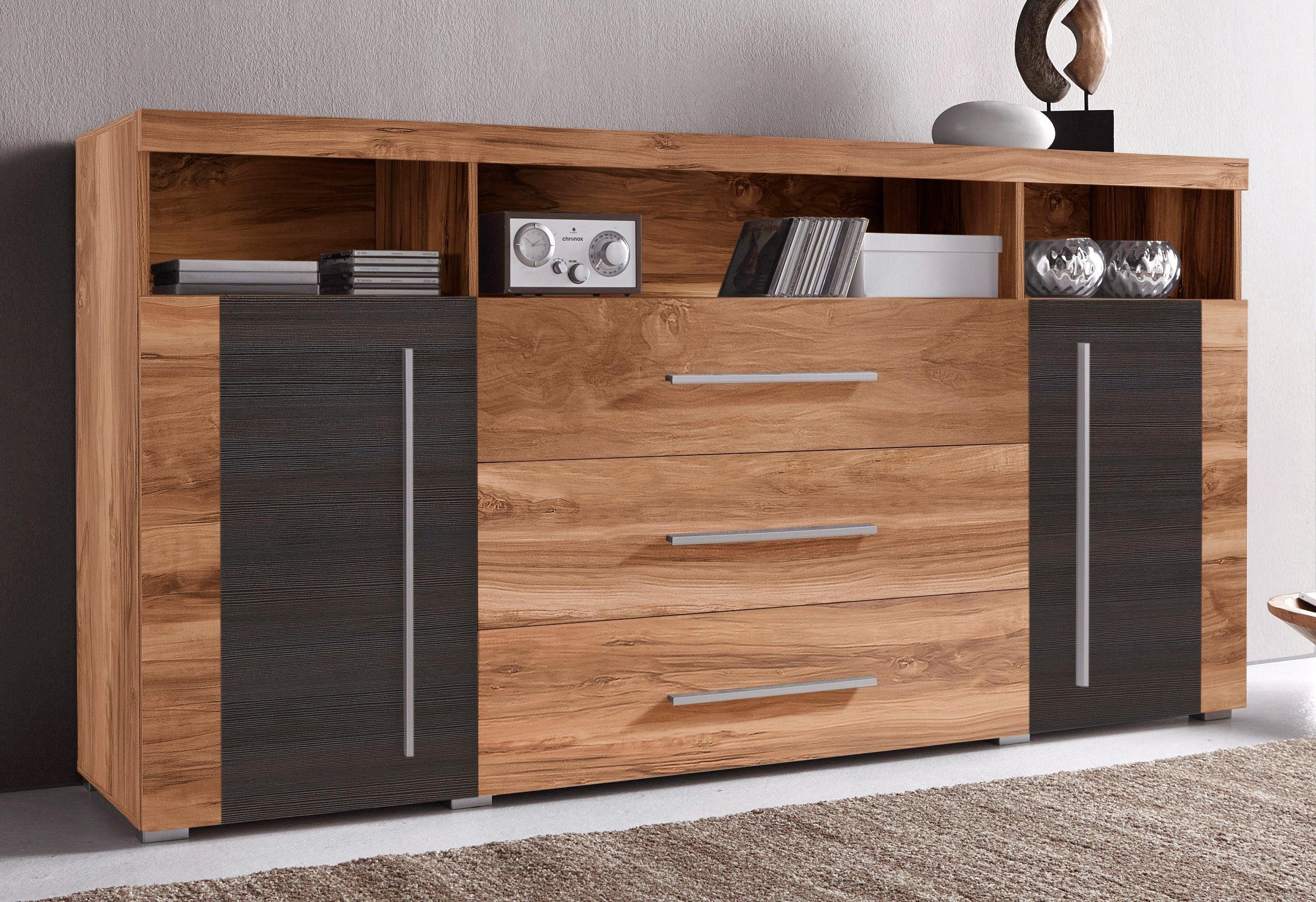 INOSIGN Dressoir Roger, breedte 182 cm, stijlvolle kast, 2 houten deuren 3 laden