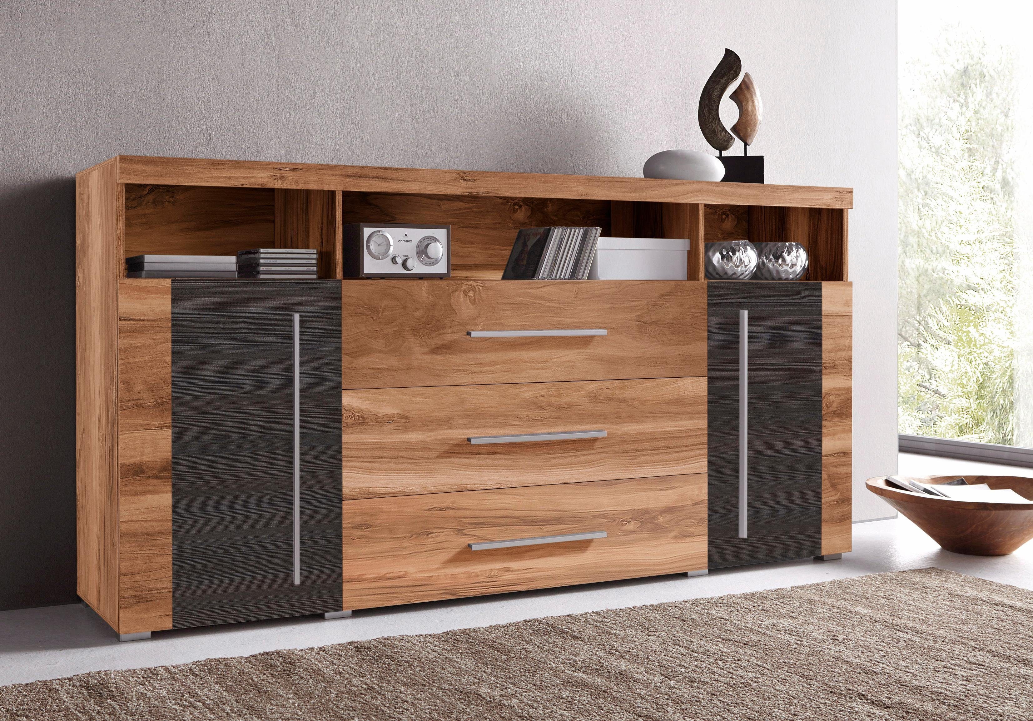 INOSIGN Dressoir Roger, breedte 182 cm, stijlvolle kast, 2 houten deuren 3 laden