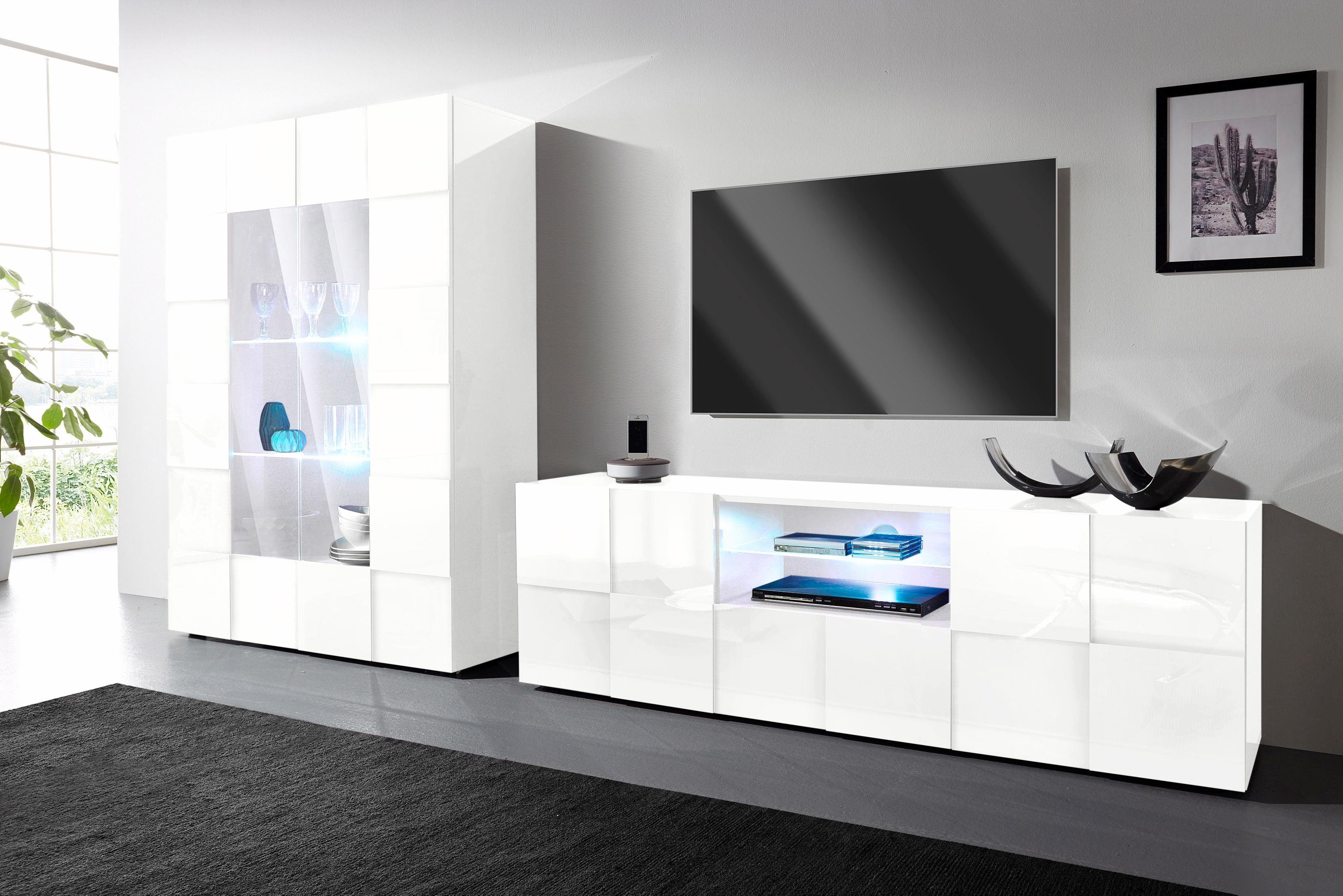 INOSIGN Tv-meubel Dama Breedte 181 cm, TV-meubel 2 deuren, 1 lade, TV-kast Front in 3D-uiterlijk, veel opbergruimte, verschillende kleuren
