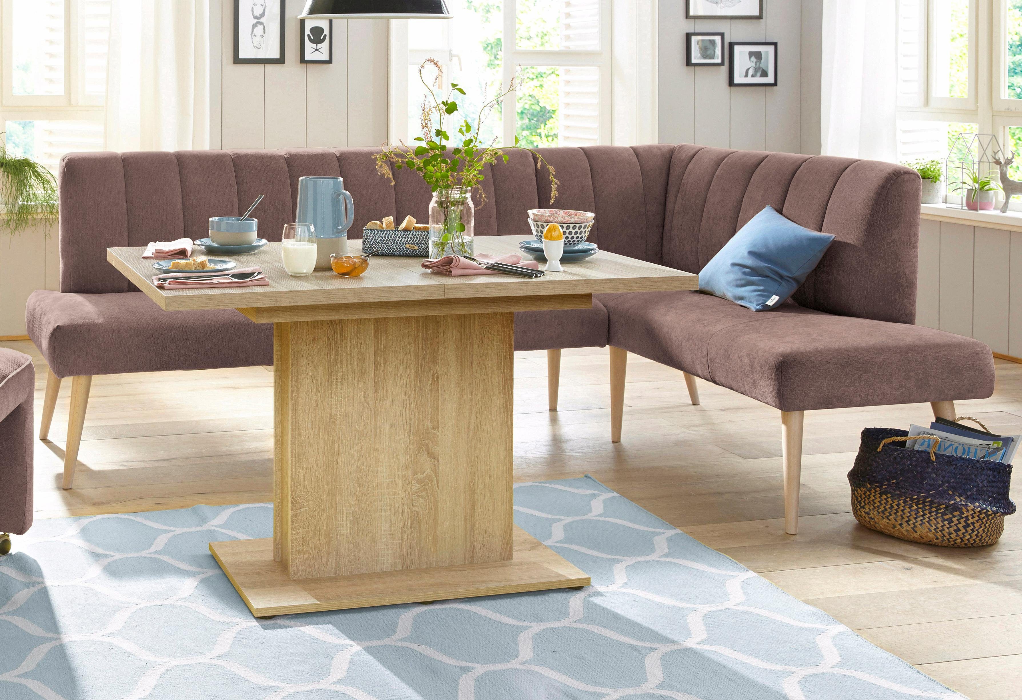 exxpo - sofa fashion Hoekbank Costa, moderne rugstikking, comfortabel en elegant, hoge houten voet