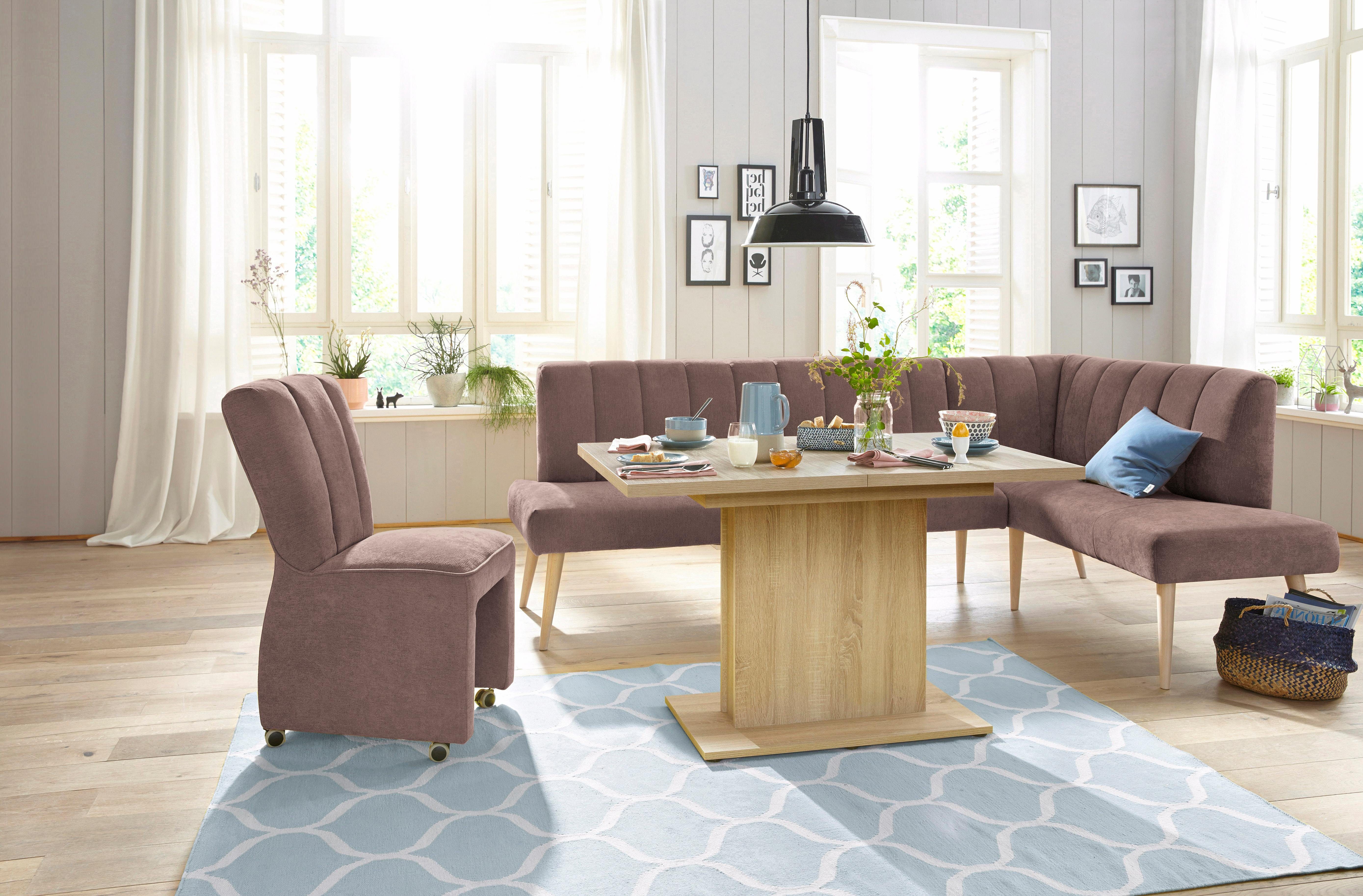 exxpo - sofa fashion Hoekbank Costa, moderne rugstikking, comfortabel en elegant, hoge houten voet
