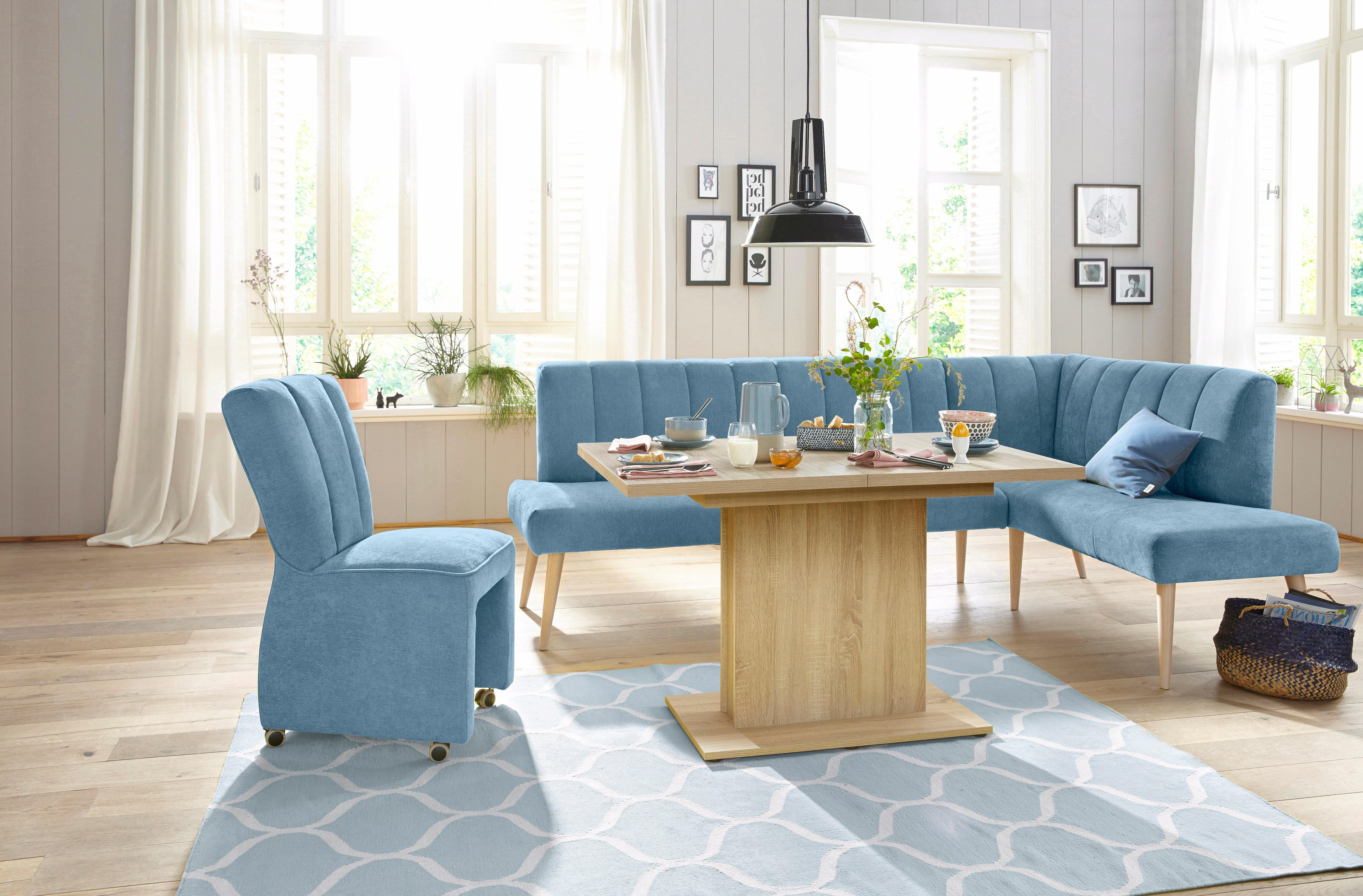 exxpo - sofa fashion Hoekbank Costa, moderne rugstikking, comfortabel en elegant, hoge houten voet