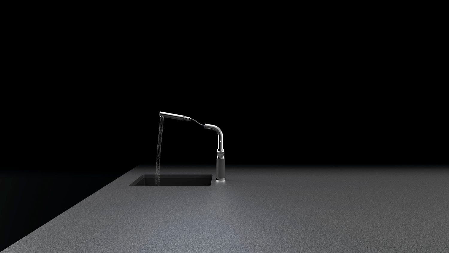 Schock Keukenkraan SC-540 SB uitschuifbaar, straal-douche, terugstroombegrenzer, draaibereik 120°
