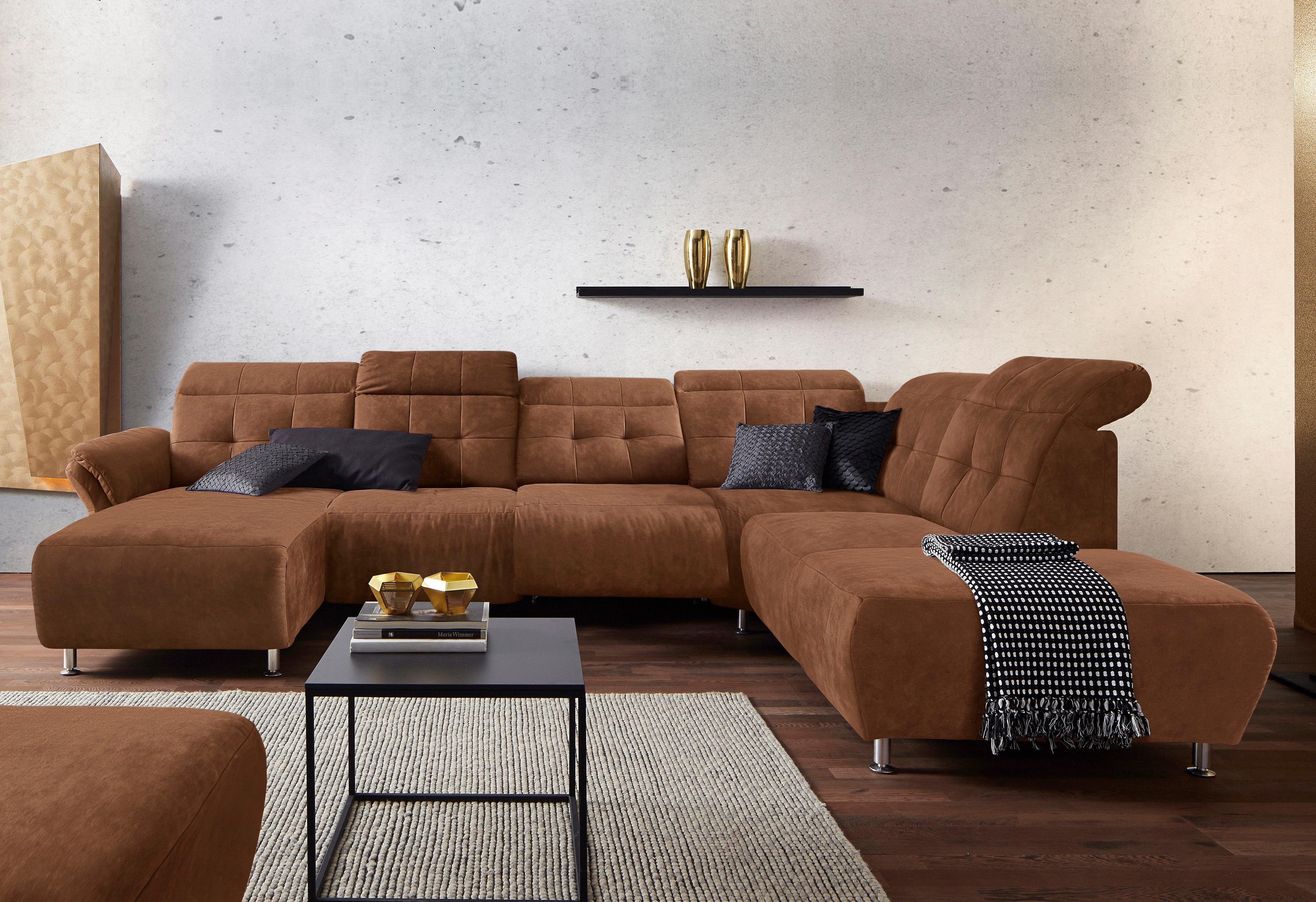 Places of Style Zithoek Manhattan U-vorm bank met elektrische relaxfunctie, verstelbare armleuningen