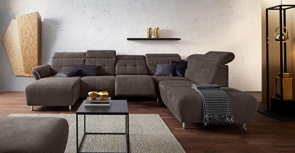Places of Style Zithoek Manhattan U-vorm bank met elektrische relaxfunctie, verstelbare armleuningen