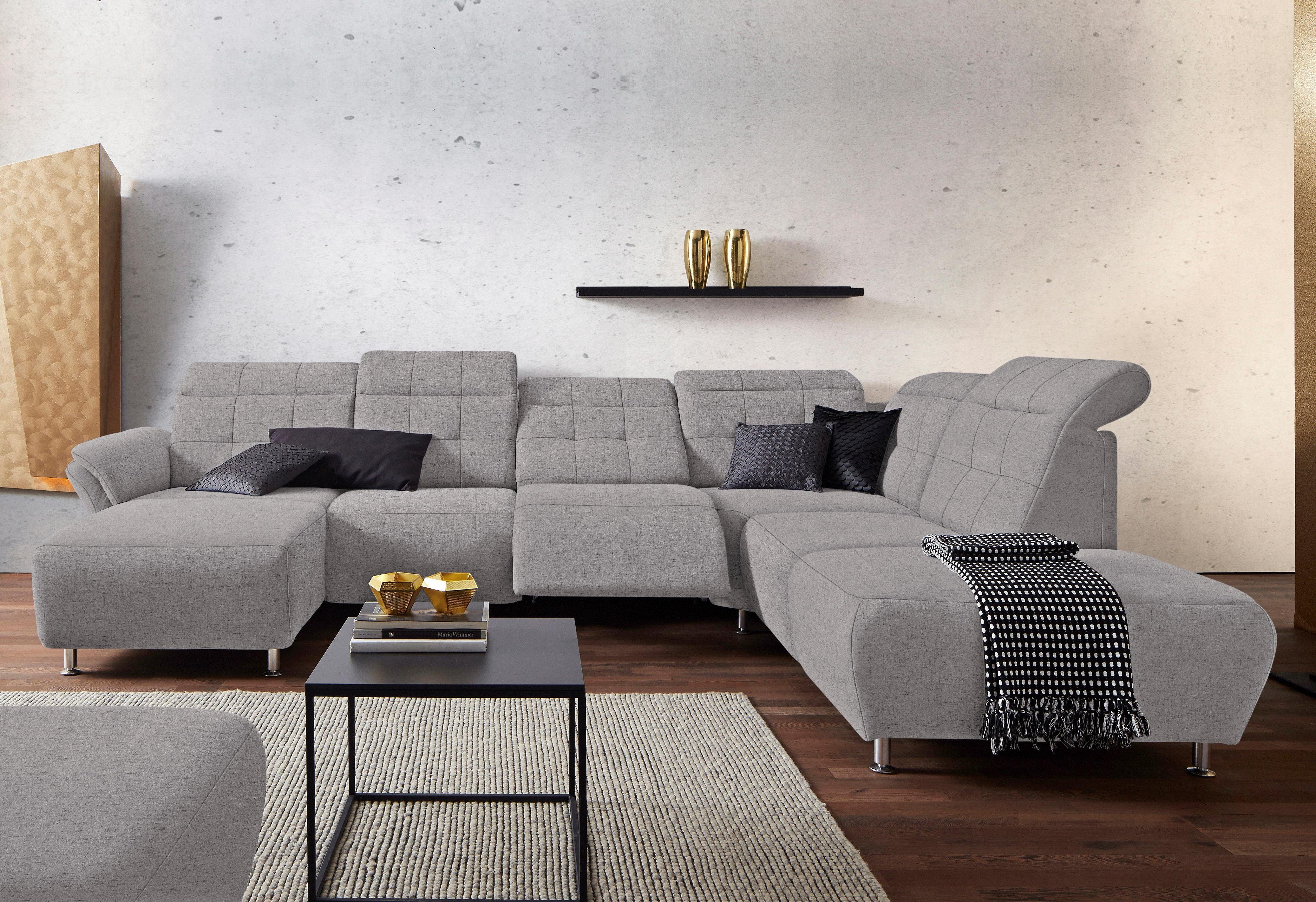 Places of Style Zithoek Manhattan U-vorm bank met elektrische relaxfunctie, verstelbare armleuningen