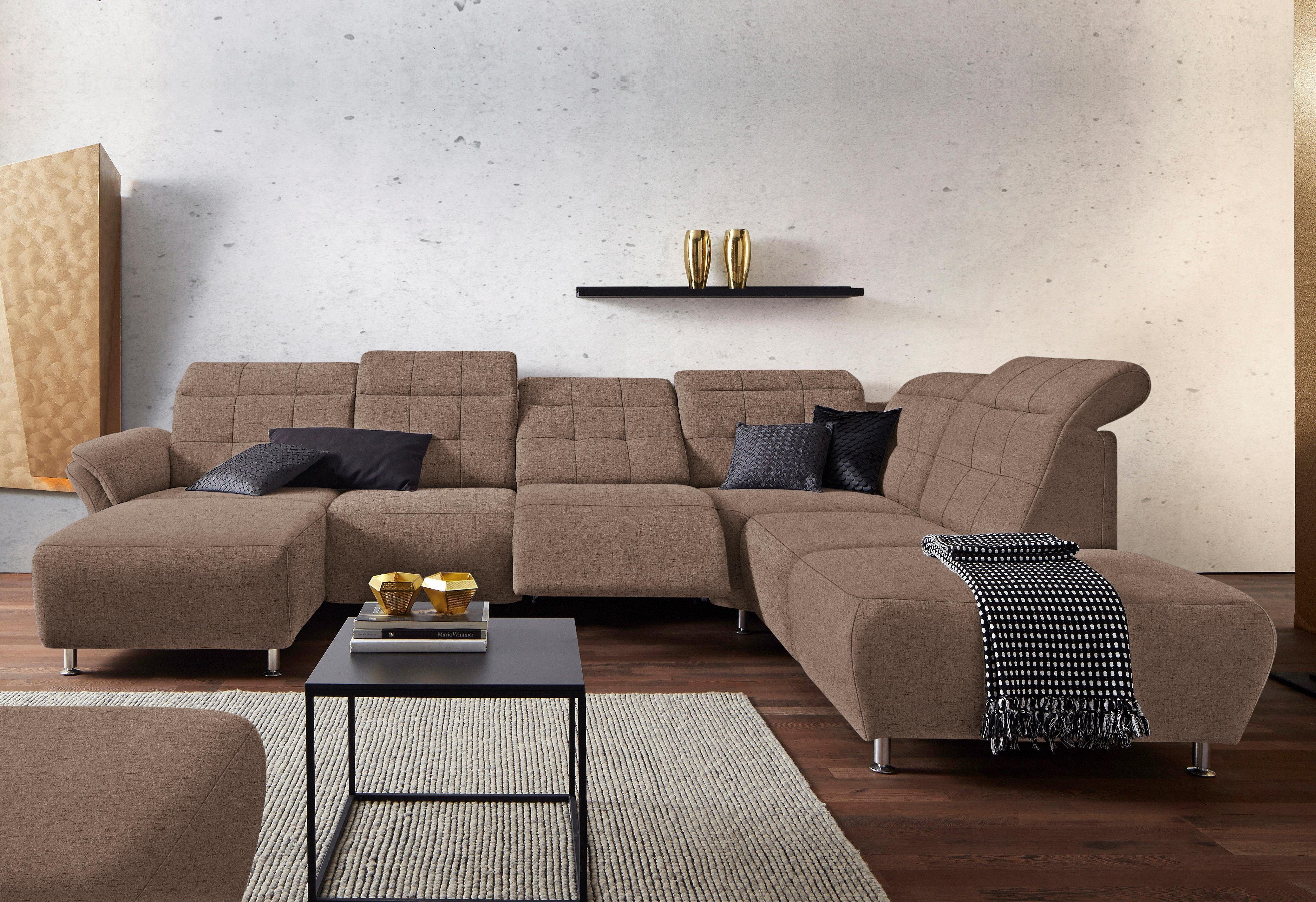 Places of Style Zithoek Manhattan U-vorm bank met elektrische relaxfunctie, verstelbare armleuningen
