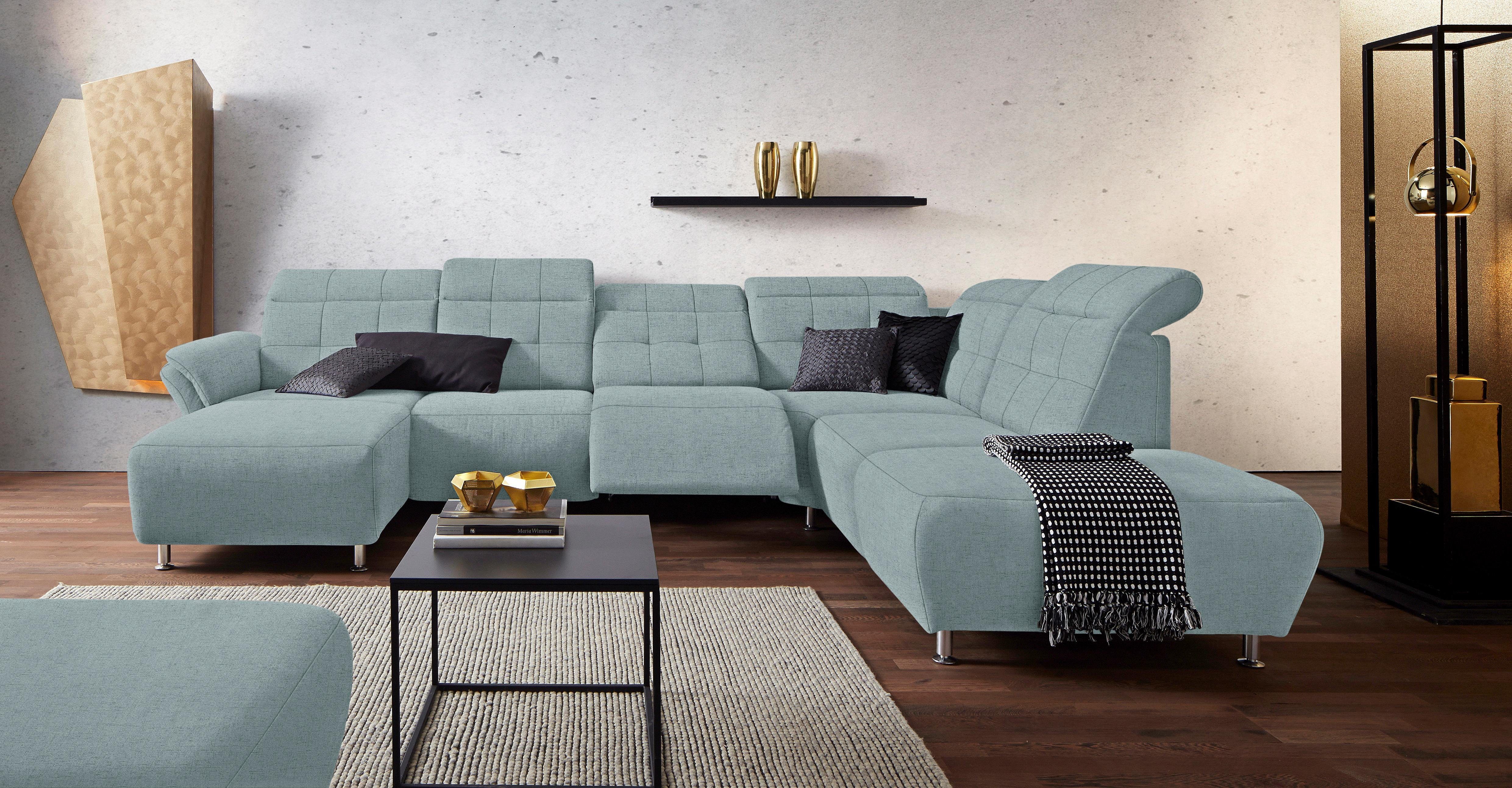 Places of Style Zithoek Manhattan U-vorm bank met elektrische relaxfunctie, verstelbare armleuningen