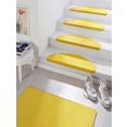 hanse home tredemat fancy korte pool matten, grote keus in kleuren, 15 stuks in een set, trapbekleding, unikleur, in kleur bijpassende afhechting geel
