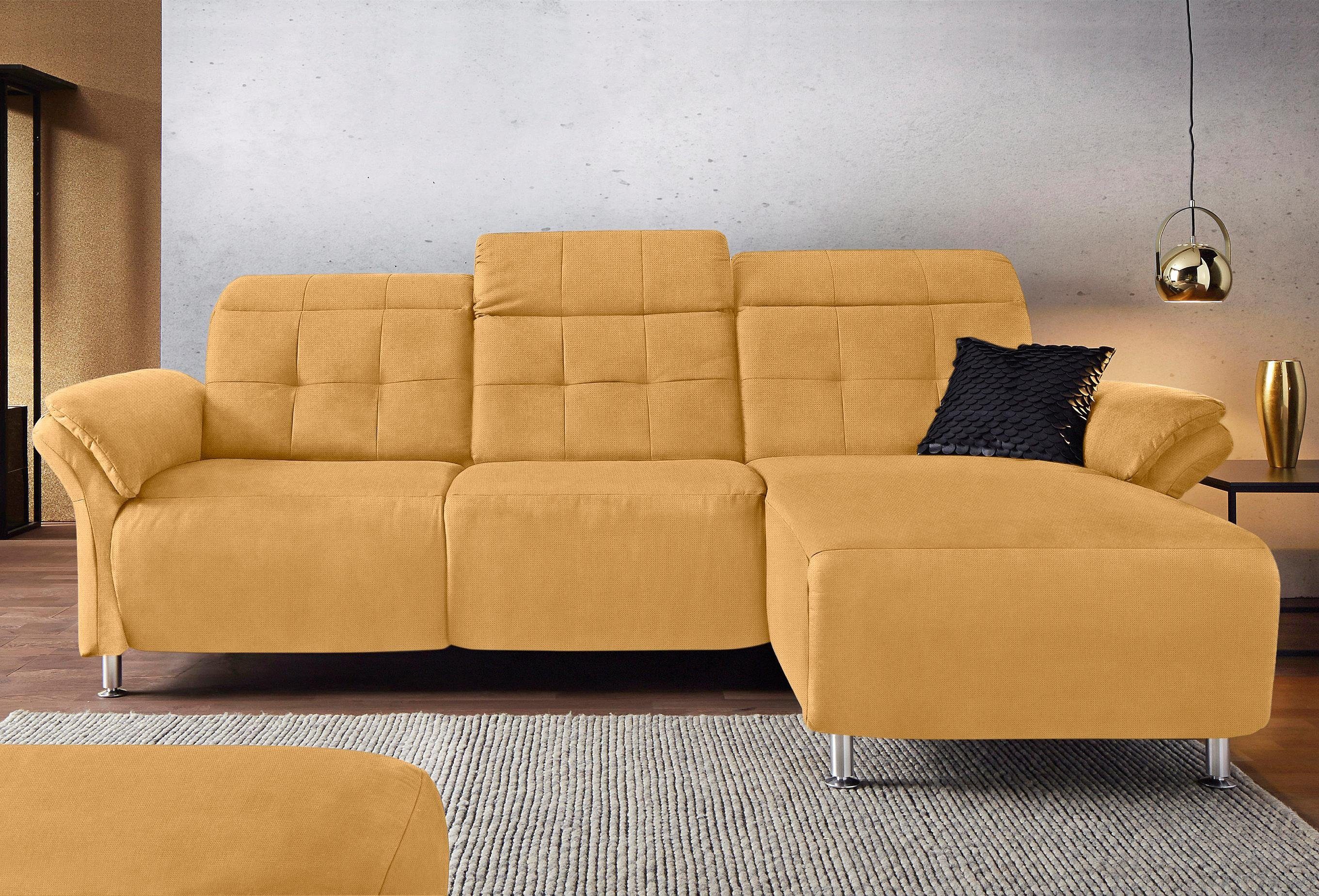 Places of Style Hoekbank Manhattan L-vorm bank met elektrische relaxfunctie, verstelbare armleuningen geel, hoekbanken, 270 cm
