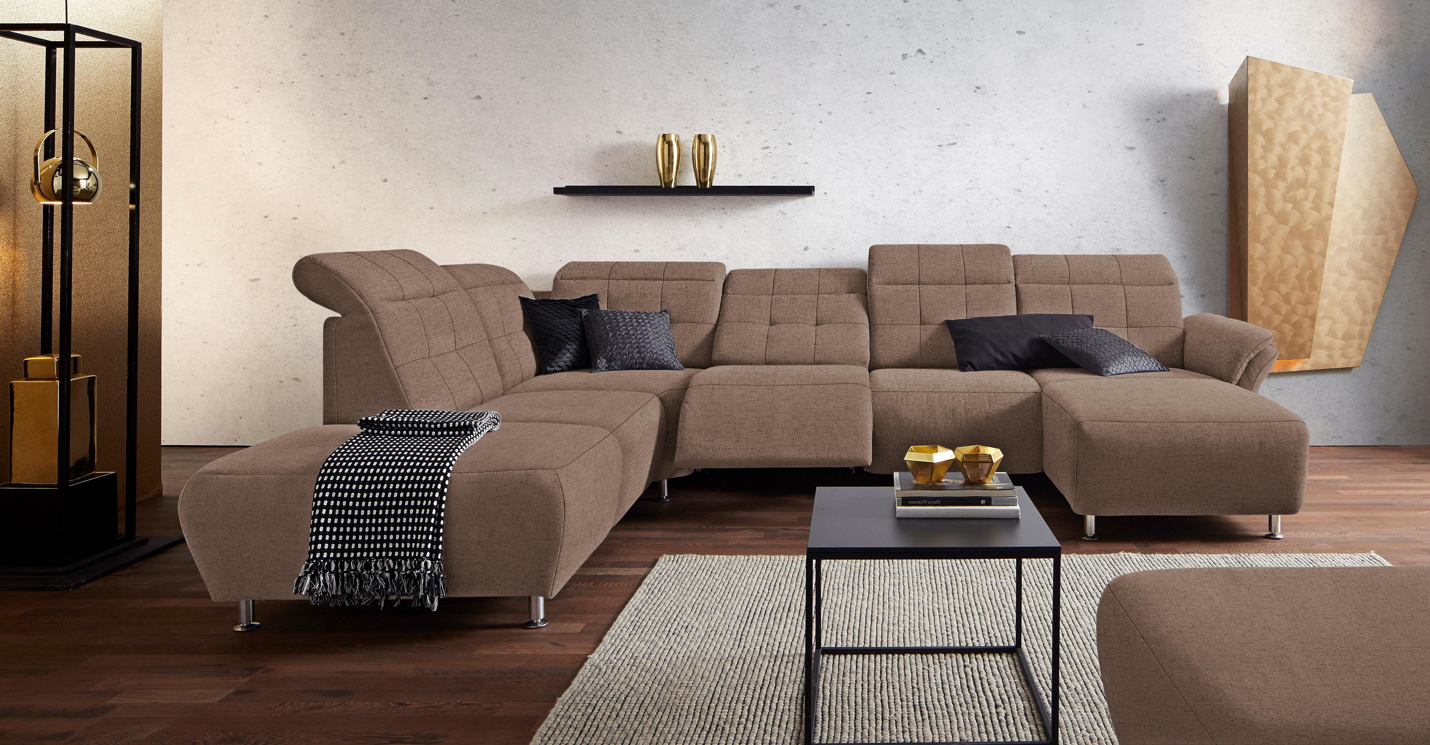 Places of Style Zithoek Manhattan U-vorm bank met elektrische relaxfunctie, verstelbare armleuningen