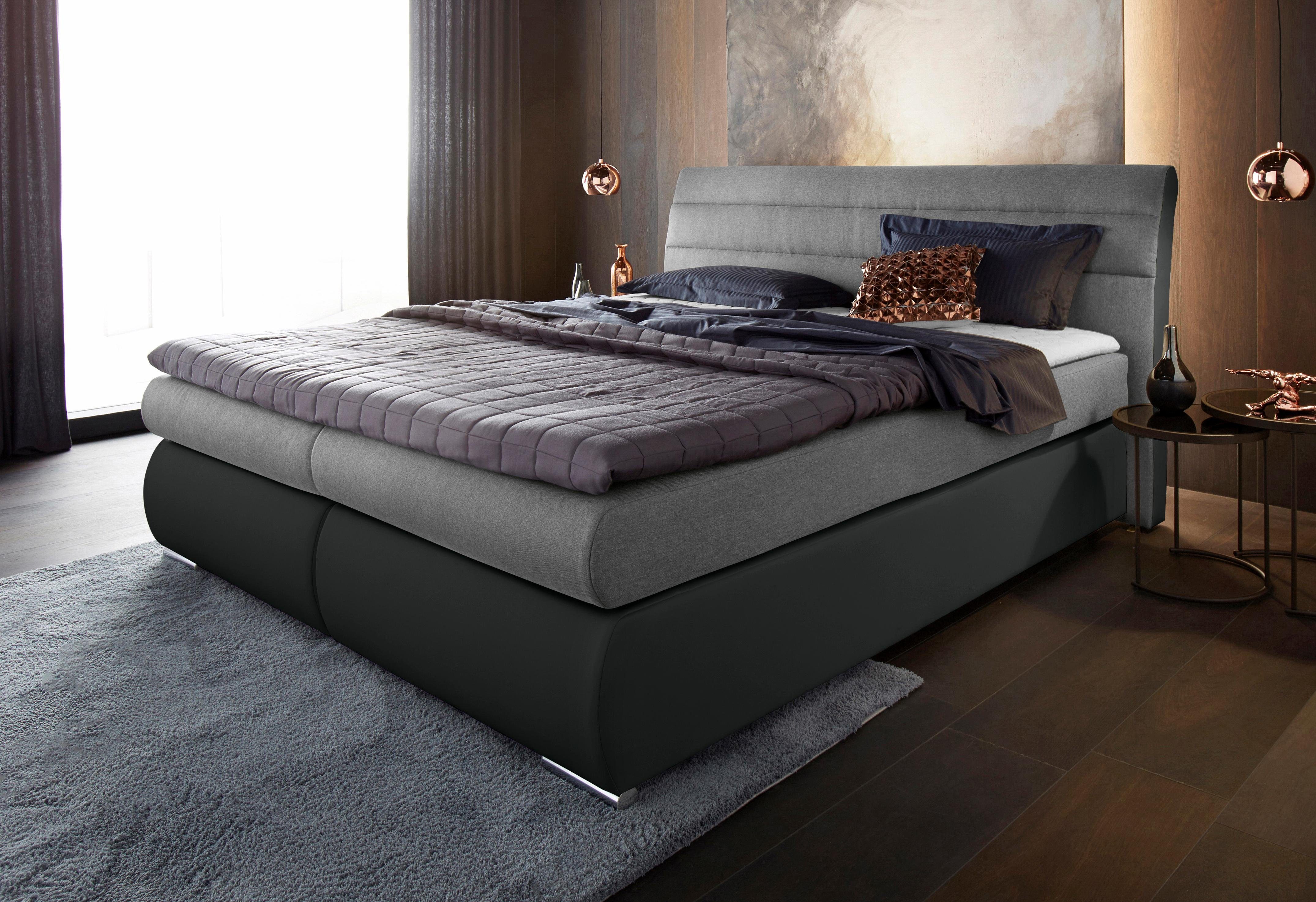 Places of Style Boxspring Luna in structuur-/imitatieleermix, extra lang 220 cm, tot 3 hardheden