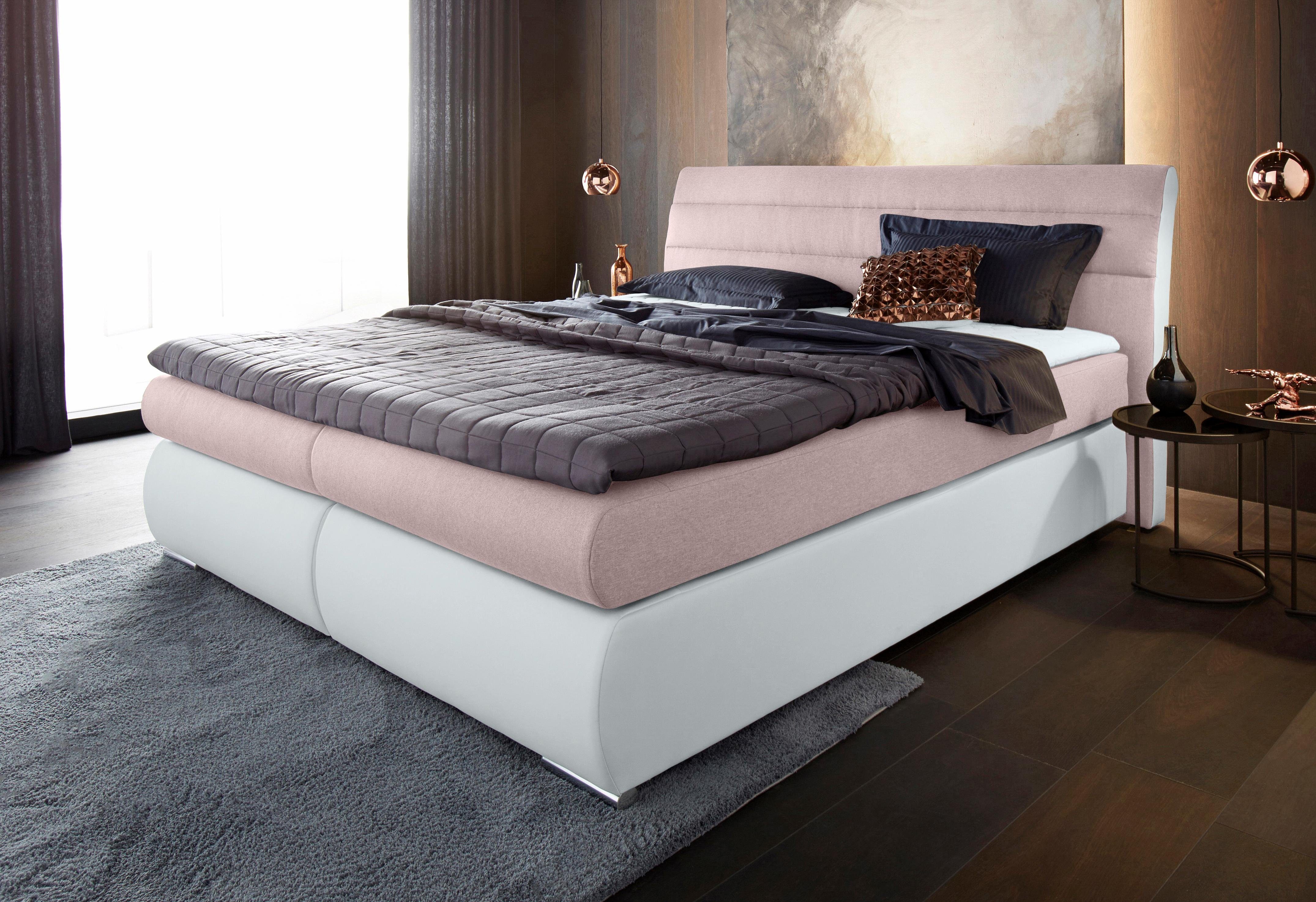 Places of Style Boxspring Luna in structuur-/imitatieleermix, extra lang 220 cm, tot 3 hardheden