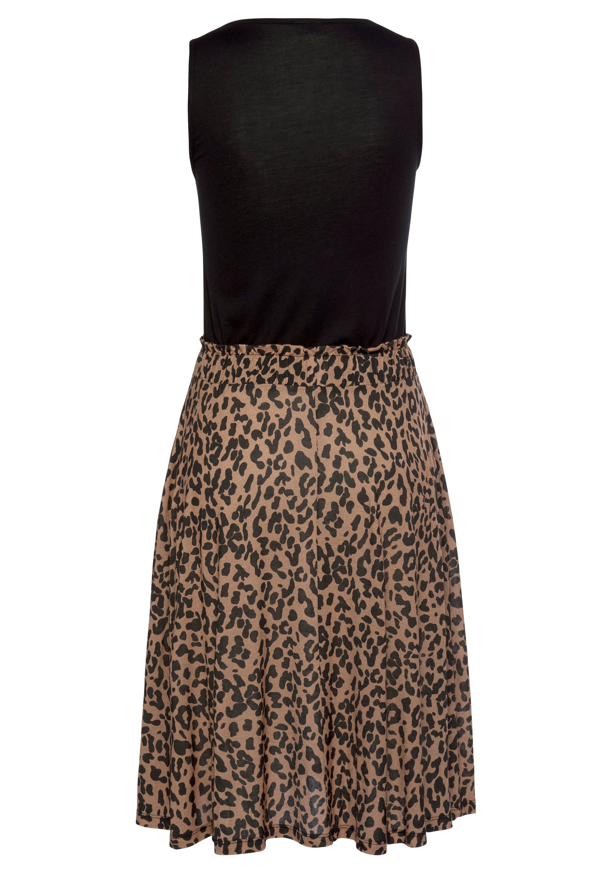 Buffalo Jerseyjurk met paperbag tailleband en animal print, leo jurk, zomerjurk