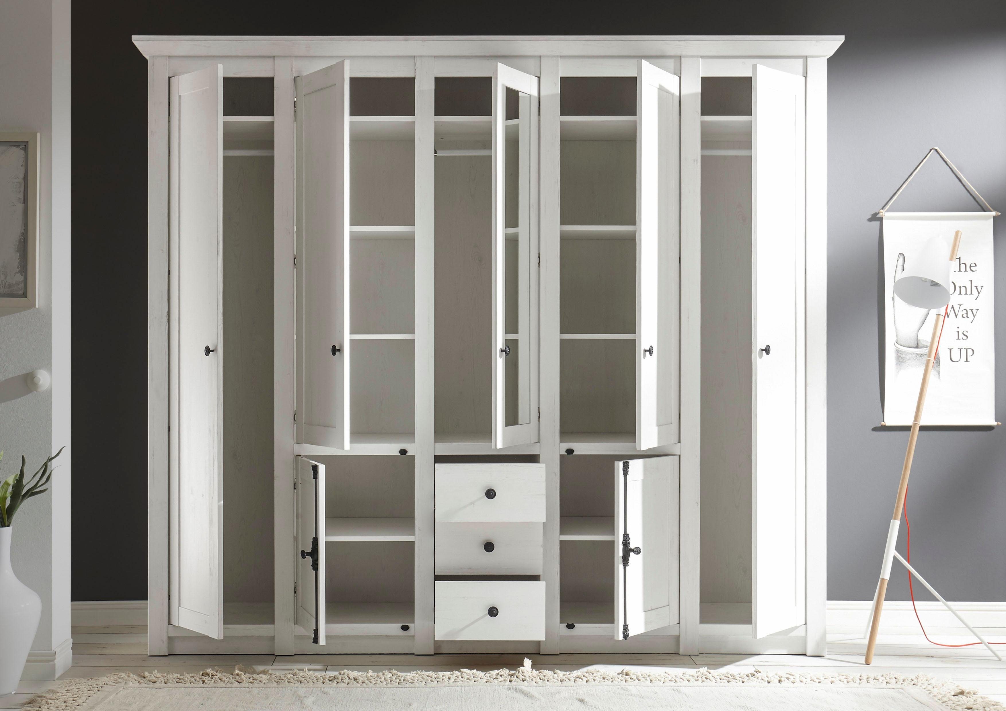 Home affaire Kledingkast California landhuis linnenkast met spiegel, 147 of 236 cm breed