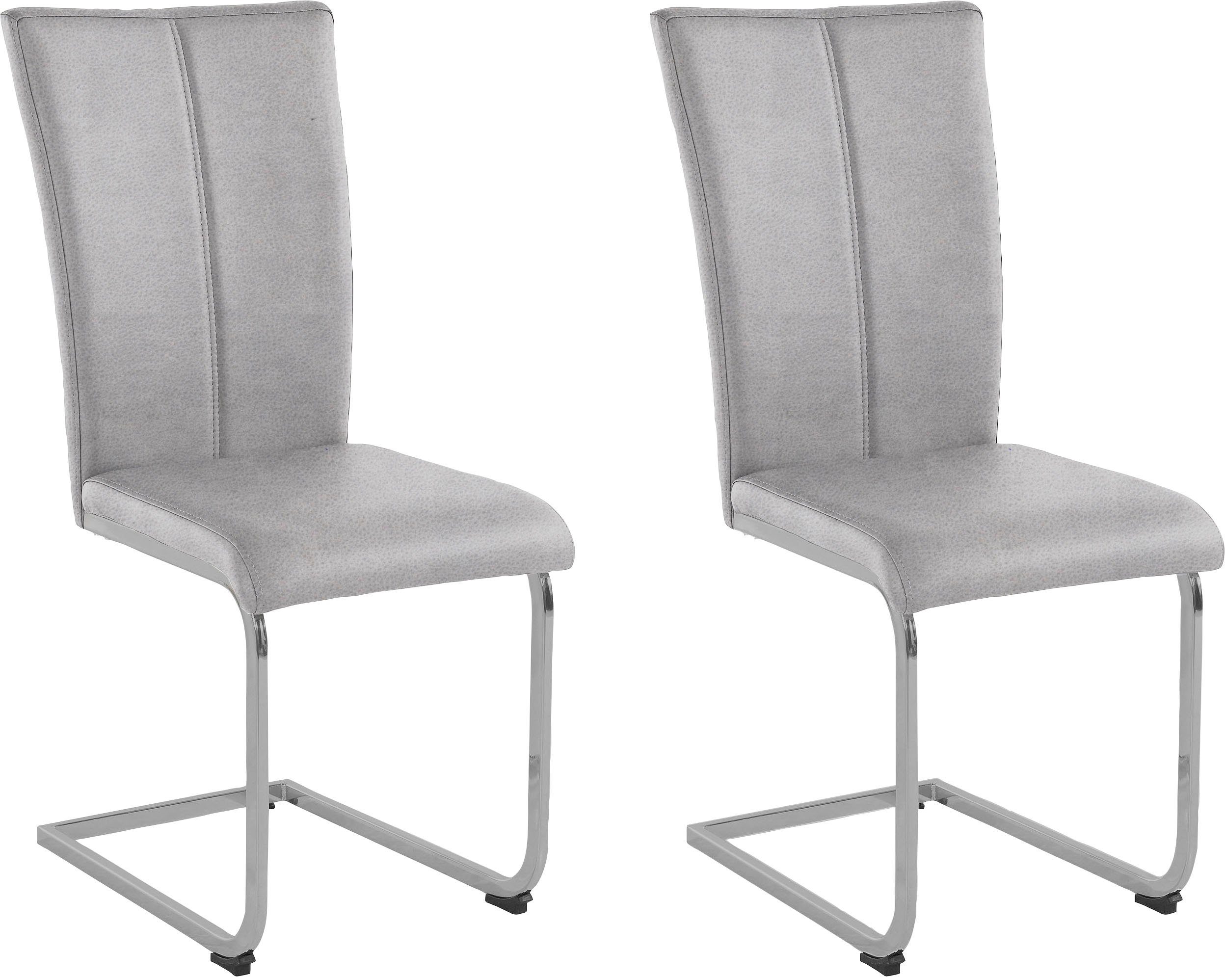 Home affaire Vrijdragende stoel Nils Stoel belastbaar tot 120 kg, frame metaal in chroom-look of zwart (set, 2 stuks) zweefstoelen maat Microvezel