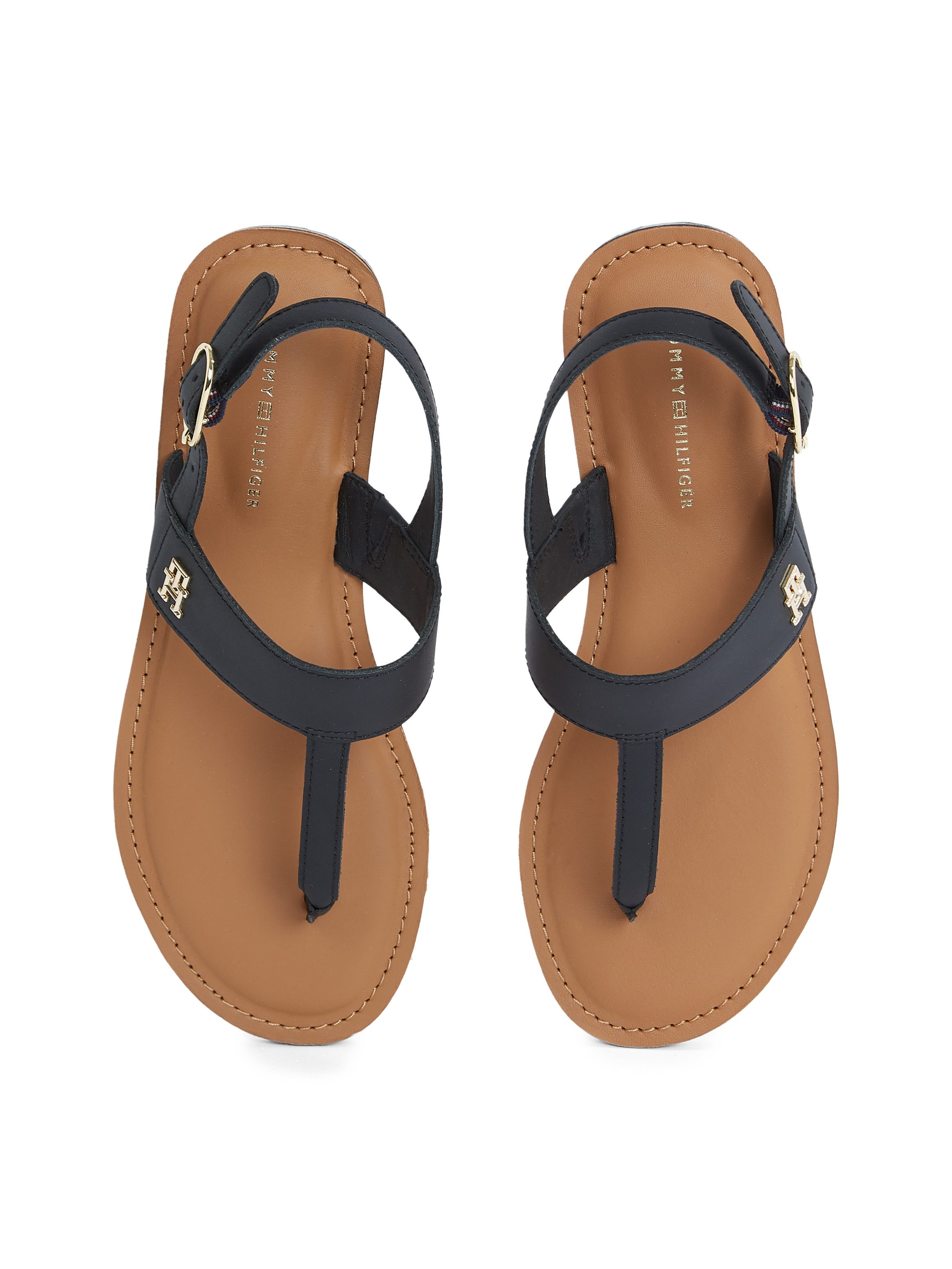 Tommy Hilfiger Sandalen LEATHER THONG SANDAL , sandaal, zomerschoen, flats met teenband
