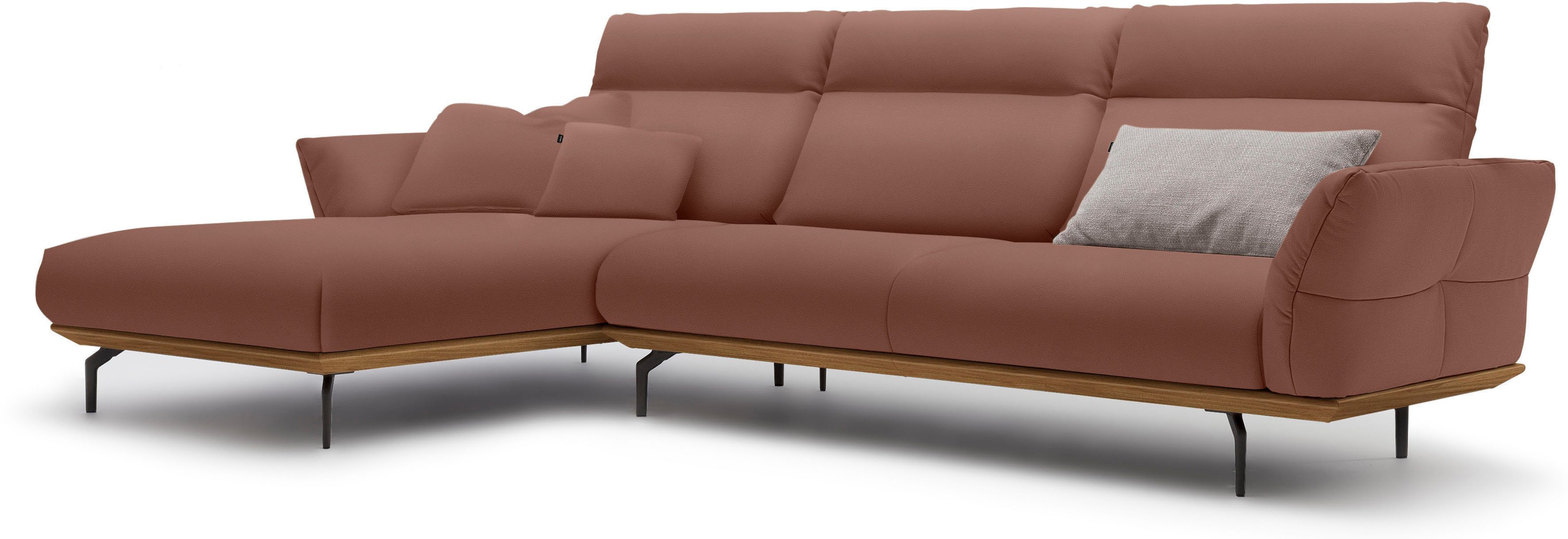 Creation BY ROLF BENZ Hoekbank CR.460 Sokkel in walnotenhout, onderstel in umbra grijs, breedte 318 cm