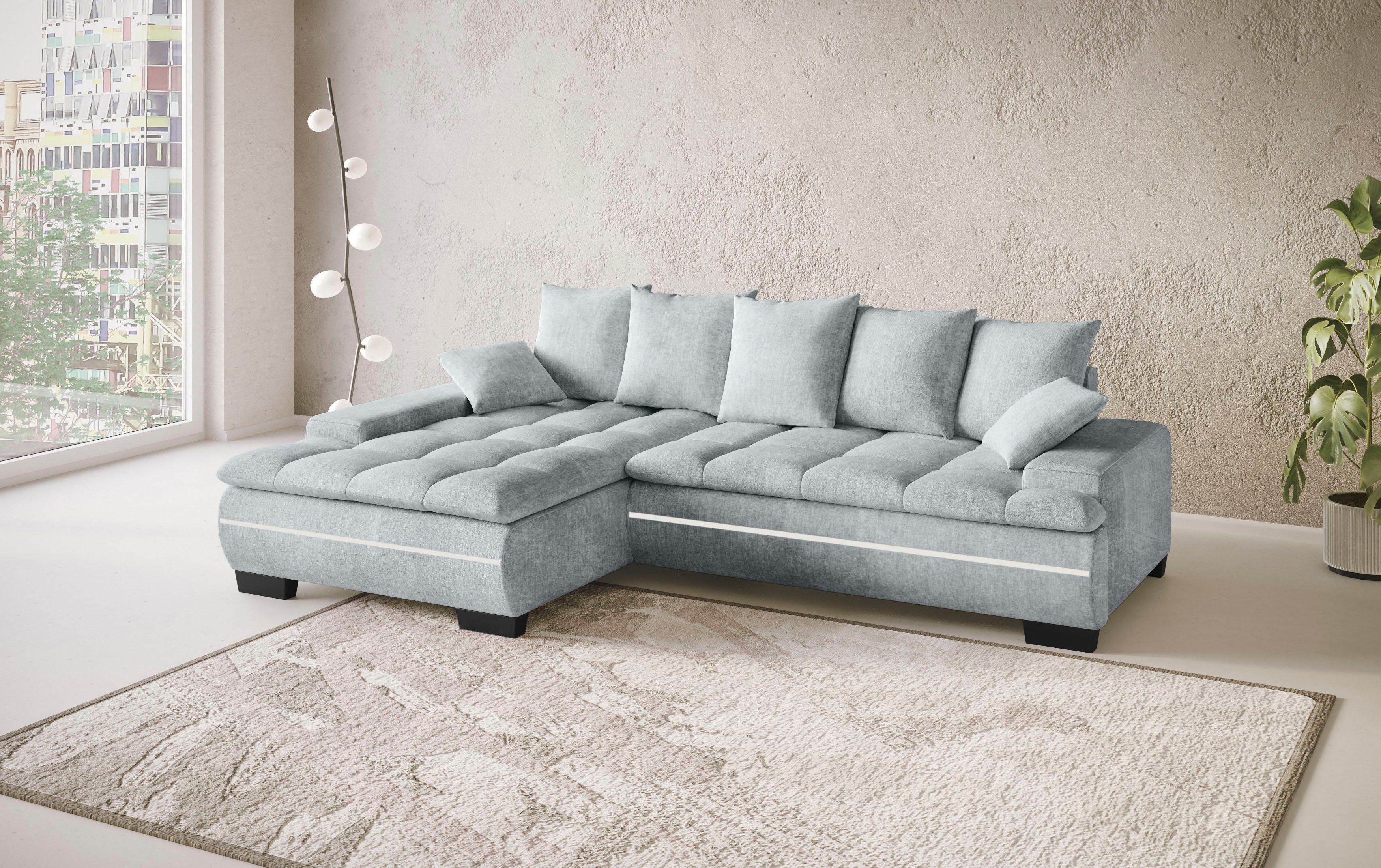 Mr. Couch Hoekbank Haiti II, L-vorm RGB-LED verlichting, koudschuim, optioneel met bed, bedlade